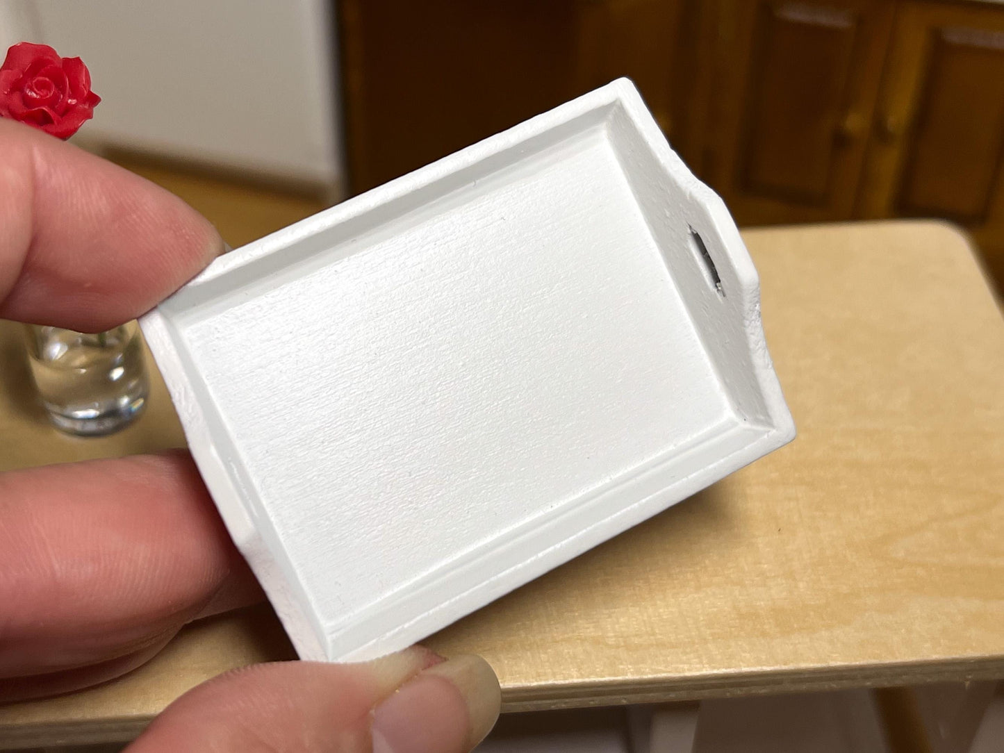 This adorable dollhouse wood white serving tray will complete your scene in the kitchen. You can use it to serve, as a wall decor, or just sitting on a table as display. __etsy:6409168936