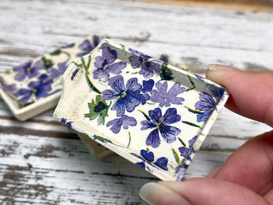 Miniature White Wooden Tray 1:12 Scale –  Dollhouse Kitchen & Shabby Chic Decor Puple Decoupage __etsy:6817881246