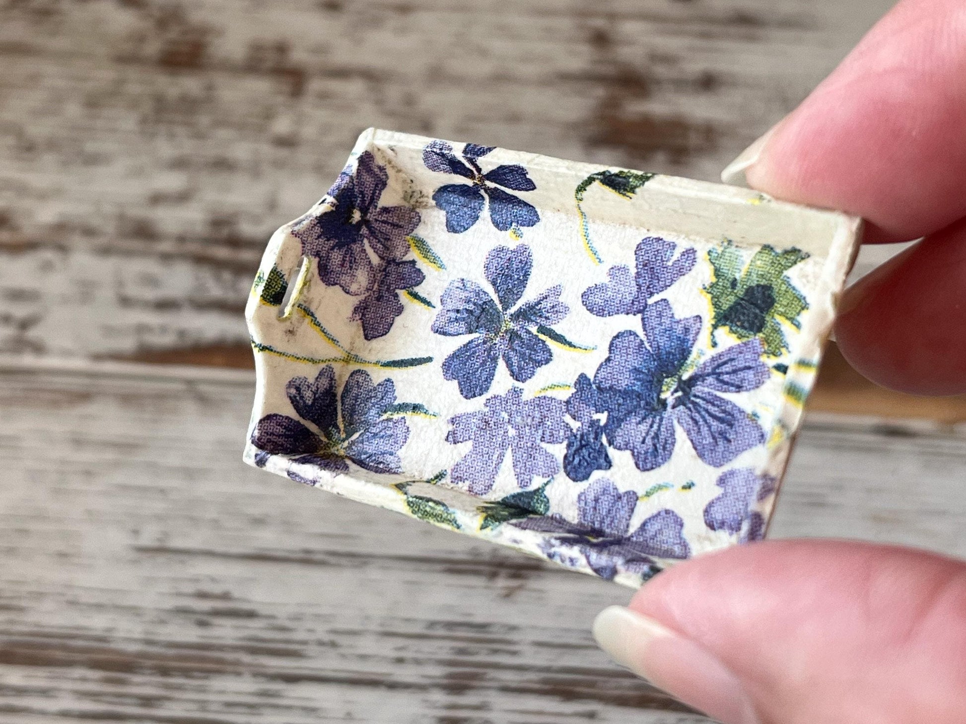 Miniature White Wooden Tray 1:12 Scale –  Dollhouse Kitchen & Shabby Chic Decor Puple Decoupage __etsy:6865867531