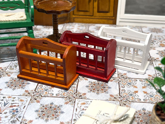 Miniature Wood Magazine Rack 1:12 Scale, Dollhouse Newspaper Rack __etsy:5767667605