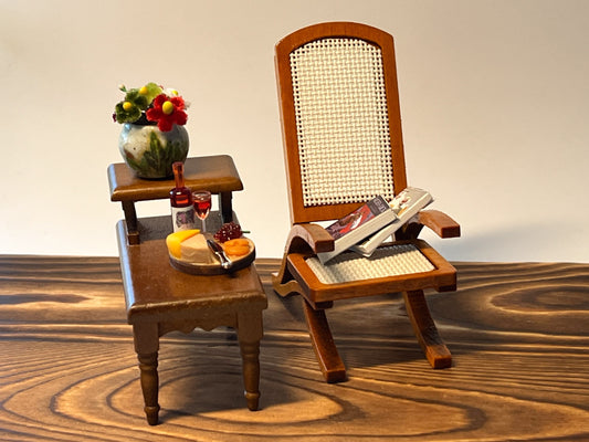 Miniature Wooden Chaise –  1:12 Scale Dollhouse Furniture Recliner Chair for Living Room __etsy:5546491925