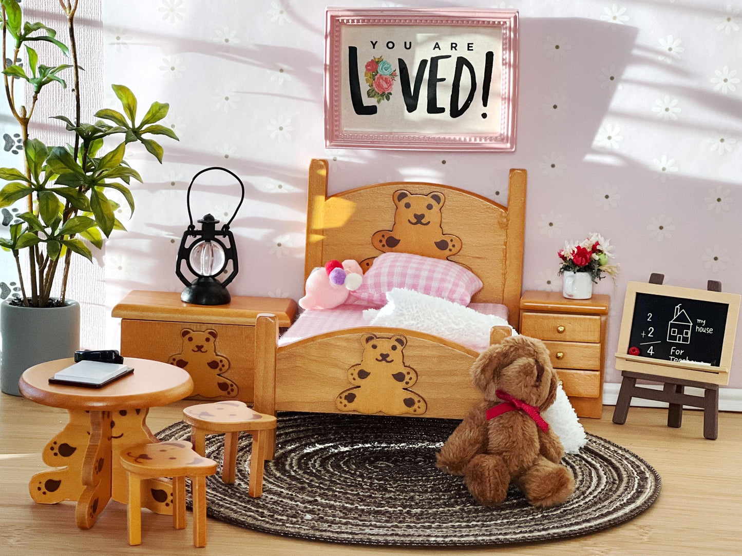 Miniature Wooden Kids Bedroom 6PC Set – 1:12 Scale - Rustic Dollhouse Furniture __etsy:6696733282