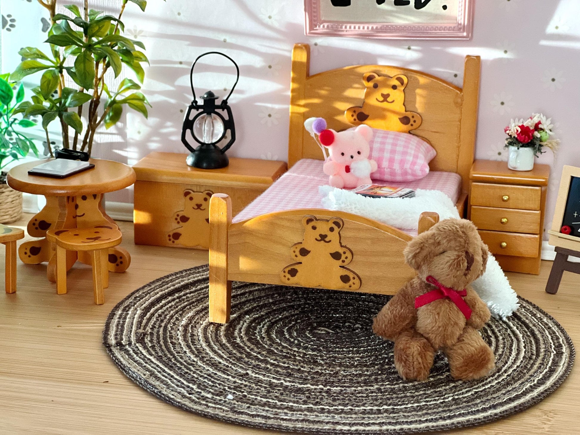 Miniature Wooden Kids Bedroom 6PC Set – 1:12 Scale - Rustic Dollhouse Furniture __etsy:6696733350