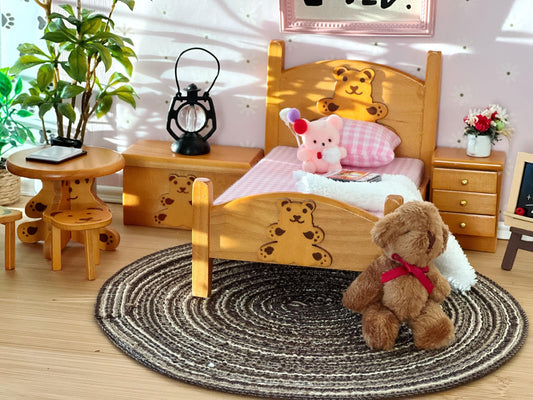 Miniature Wooden Kids Bedroom 6PC Set – 1:12 Scale - Rustic Dollhouse Furniture __etsy:6696733350