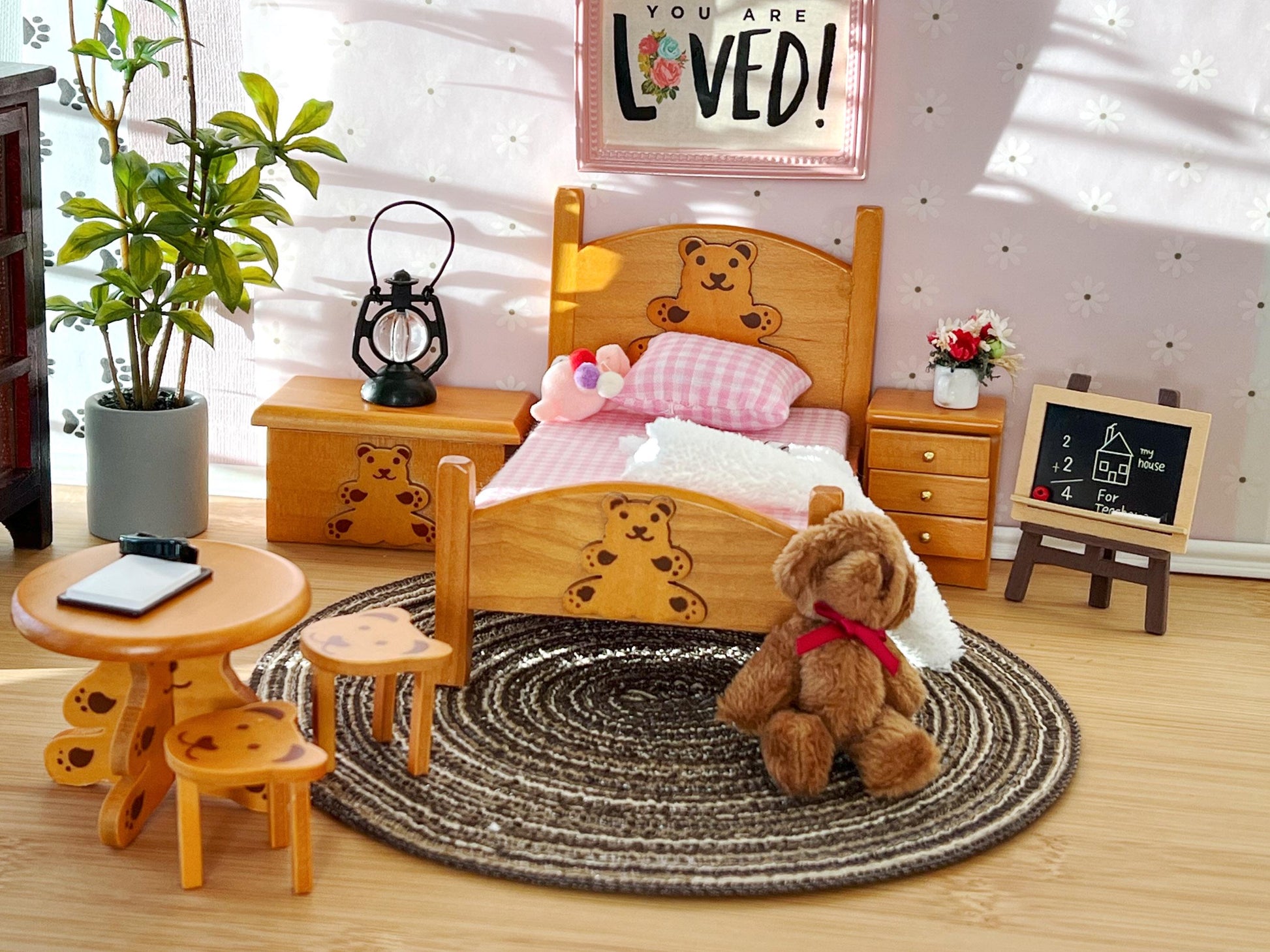 Miniature Wooden Kids Bedroom 6PC Set – 1:12 Scale - Rustic Dollhouse Furniture __etsy:6744770705