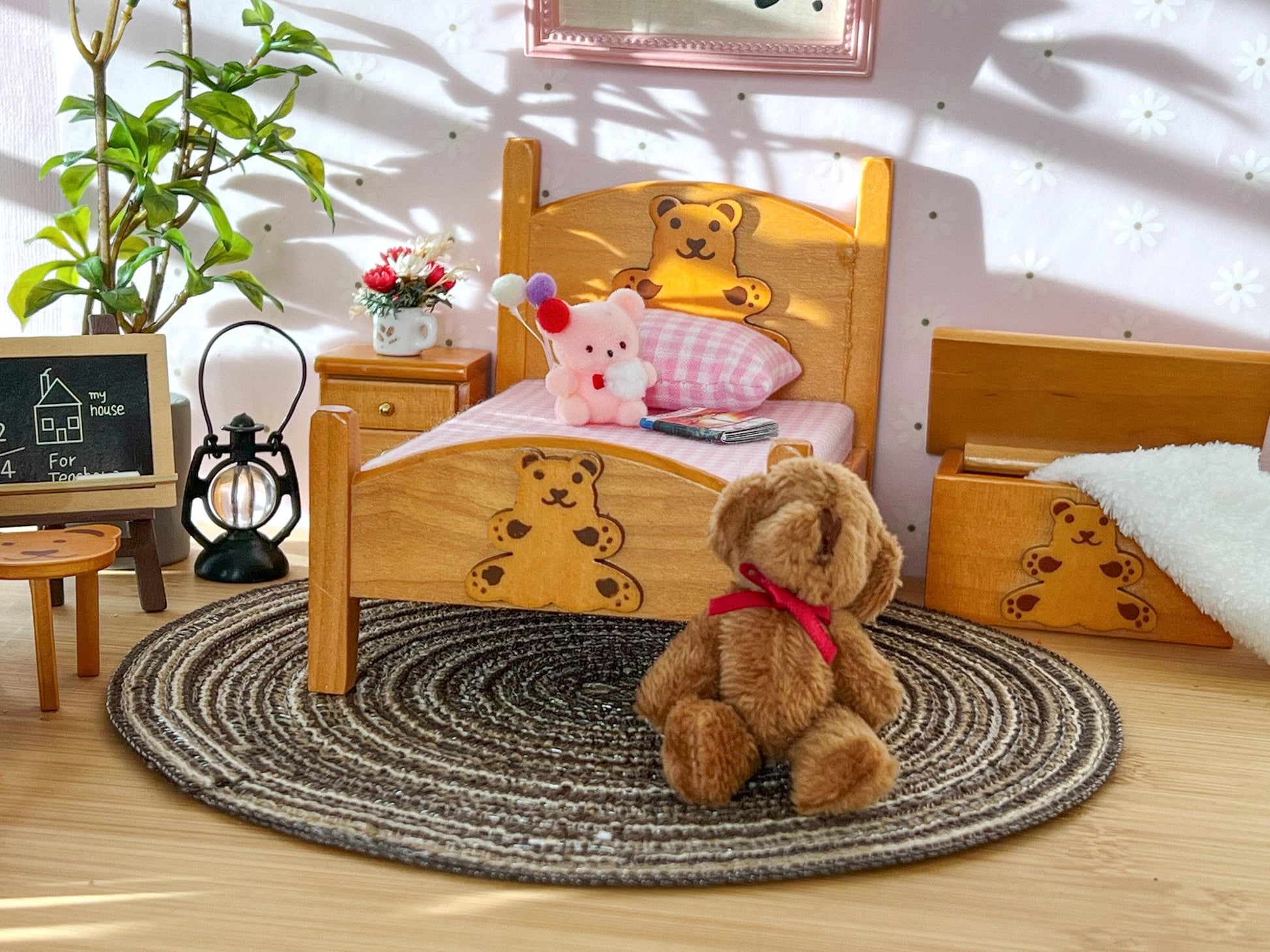 Miniature Wooden Kids Bedroom 6PC Set – 1:12 Scale - Rustic Dollhouse Furniture __etsy:6744770695