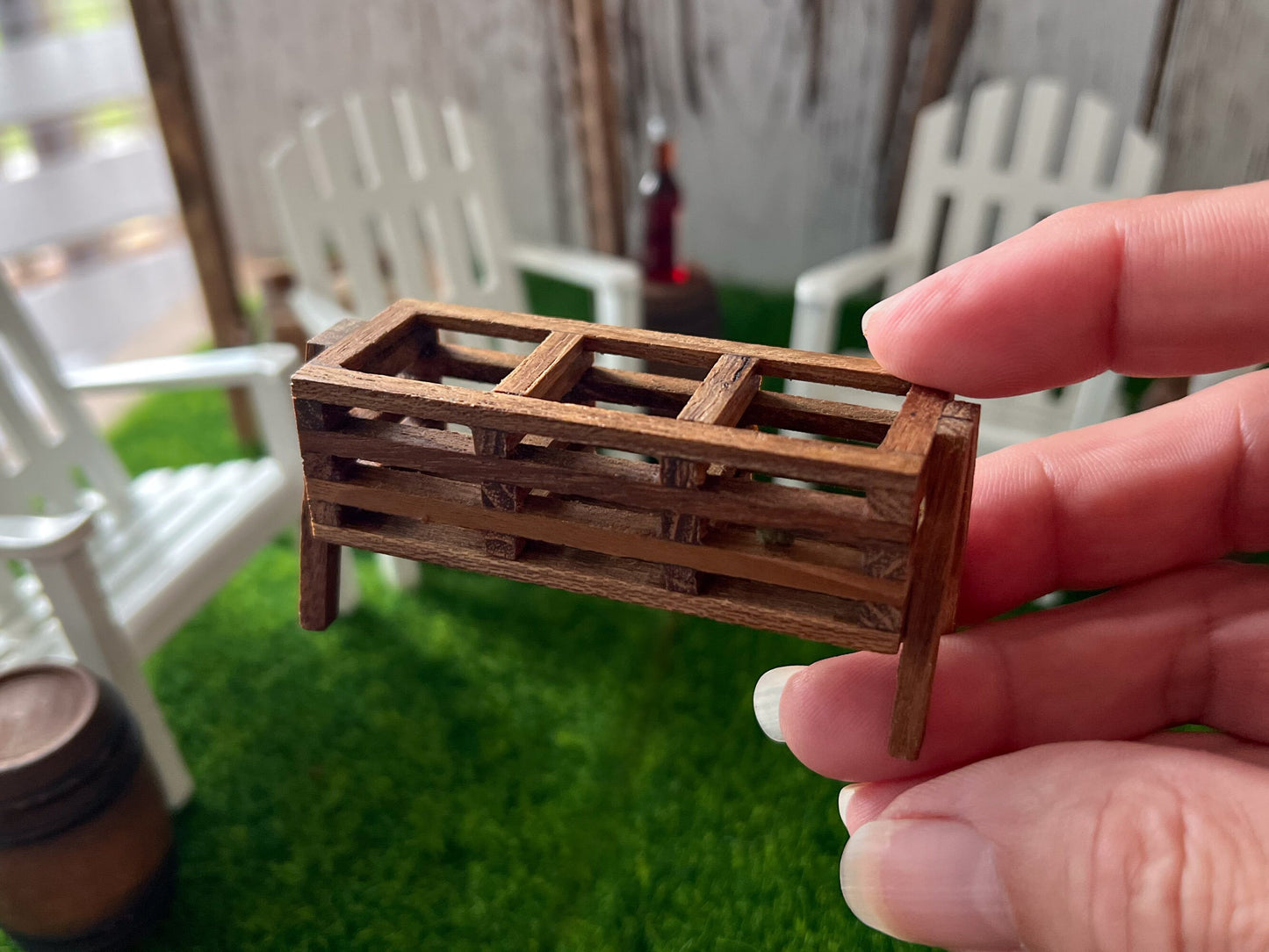 Miniature Wooden Planter Box  1:12 Scale –  Dollhouse Garden Decor | 3-Section Flower Box __etsy:6088492363