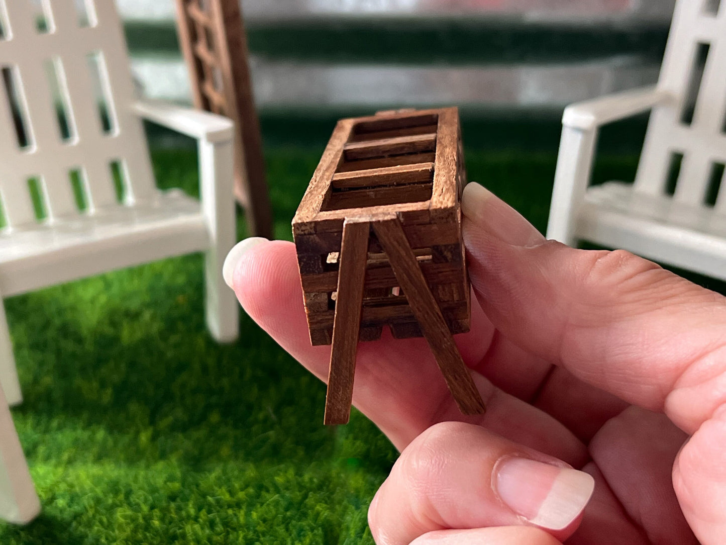 Miniature Wooden Planter Box  1:12 Scale –  Dollhouse Garden Decor | 3-Section Flower Box __etsy:6040421306