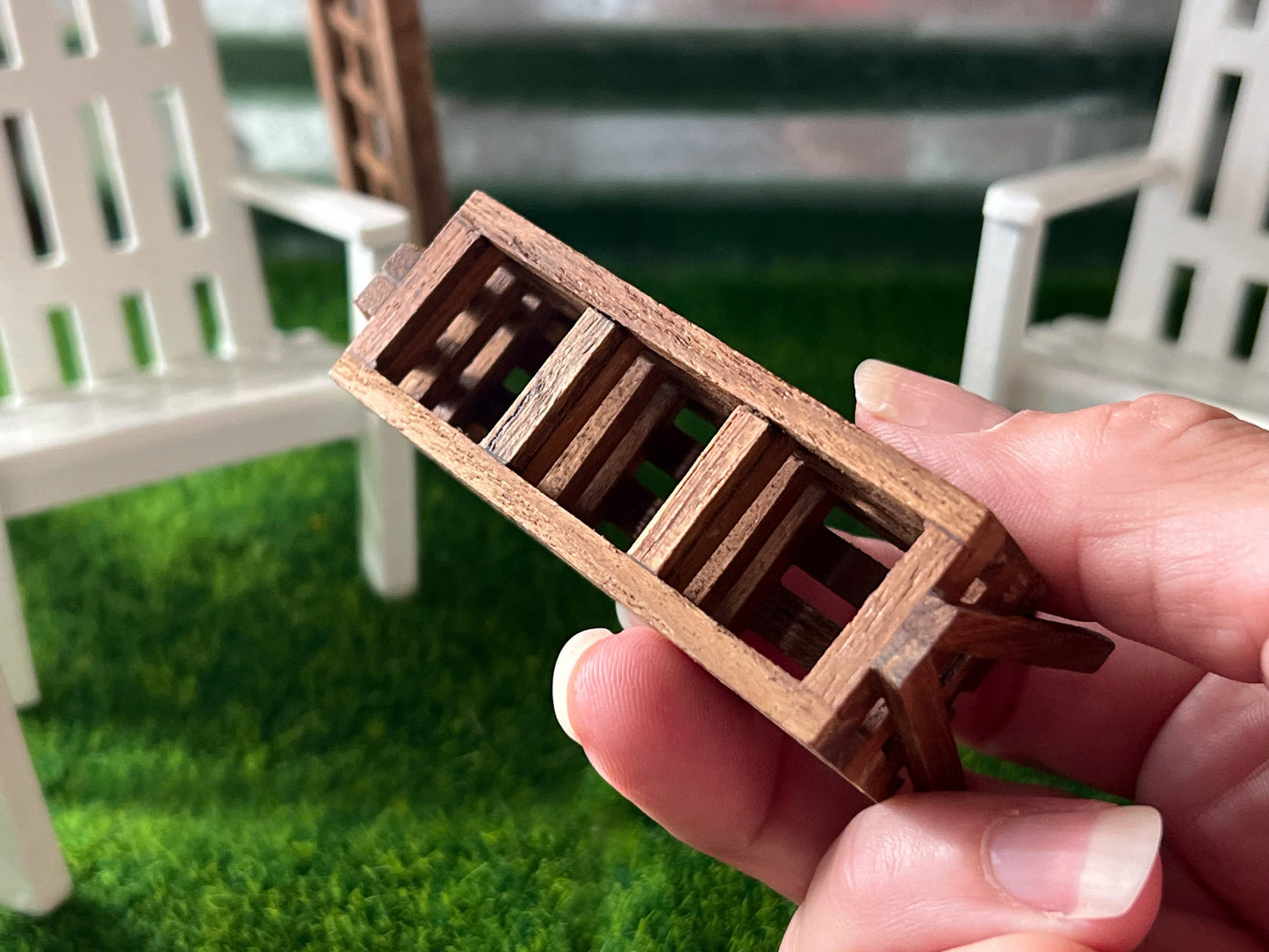 Miniature Wooden Planter Box  1:12 Scale –  Dollhouse Garden Decor | 3-Section Flower Box __etsy:6040421310