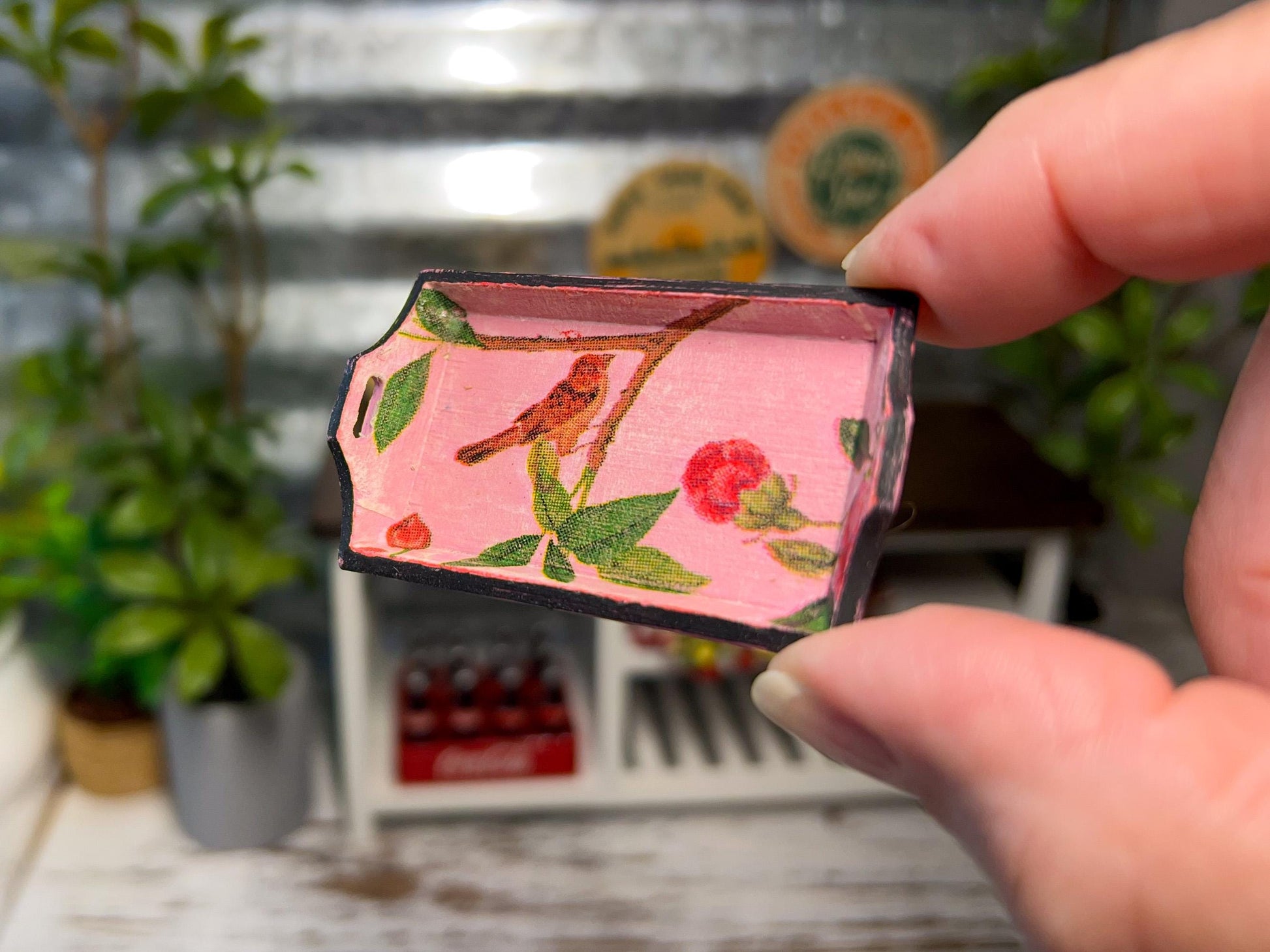 Miniature Wooden Serving Tray 1:12 Scale –  Pink Tea & Carrying Tray for Dollhouse __etsy:7702679031