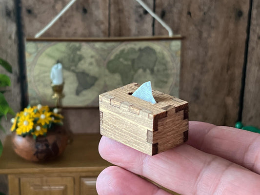 Miniature Wooden Tissue Box with Paper – 1:12 Scale Dollhouse Bathroom or Bedroom Accessory __etsy:6977314080