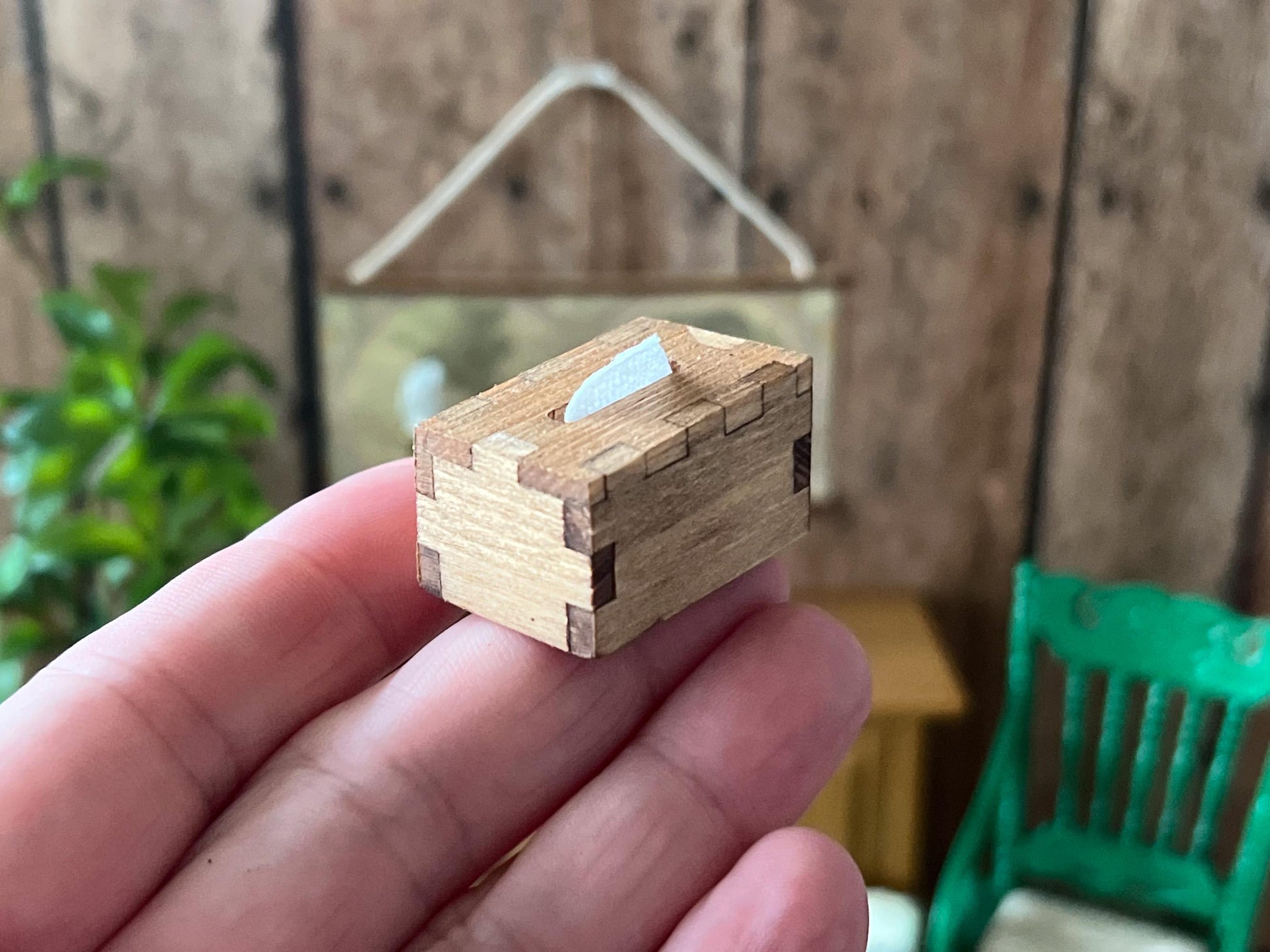 Miniature Wooden Tissue Box with Paper – 1:12 Scale Dollhouse Bathroom or Bedroom Accessory __etsy:7025296635