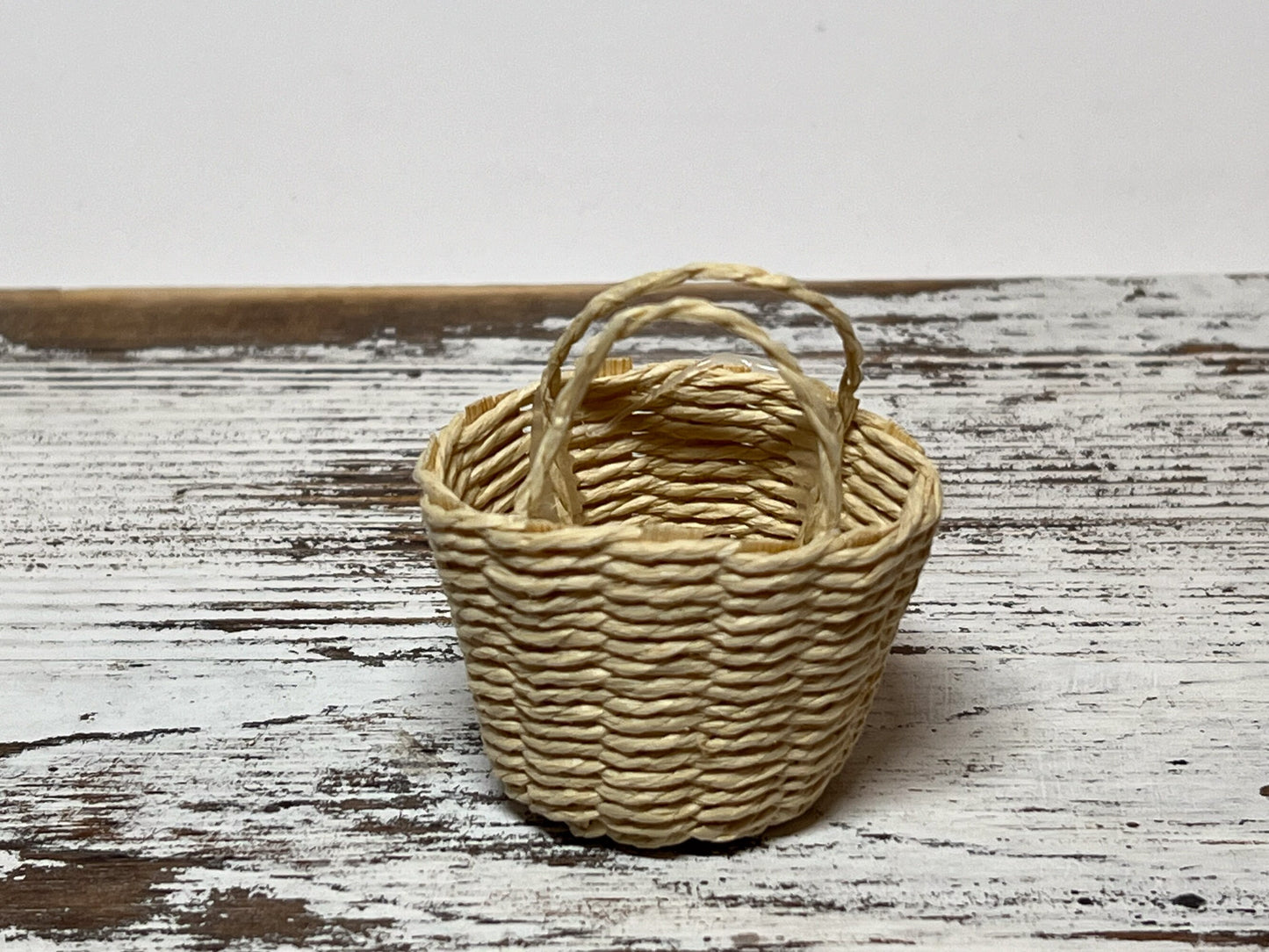 Miniature Woven Basket 1 :12 Scale - Dollhouse Basket with Paper Lily Flowers __etsy:5537885308