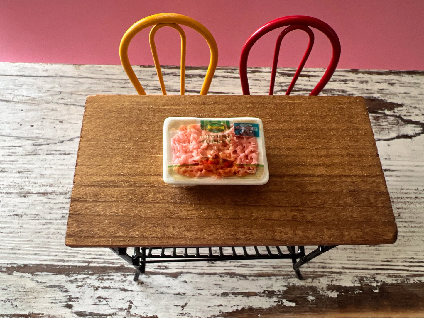 Miniature Meat Pack on Ceramic Tray 1:12 Scale-Dollhouse Food with Nutritional Label Facts __etsy:5464451867