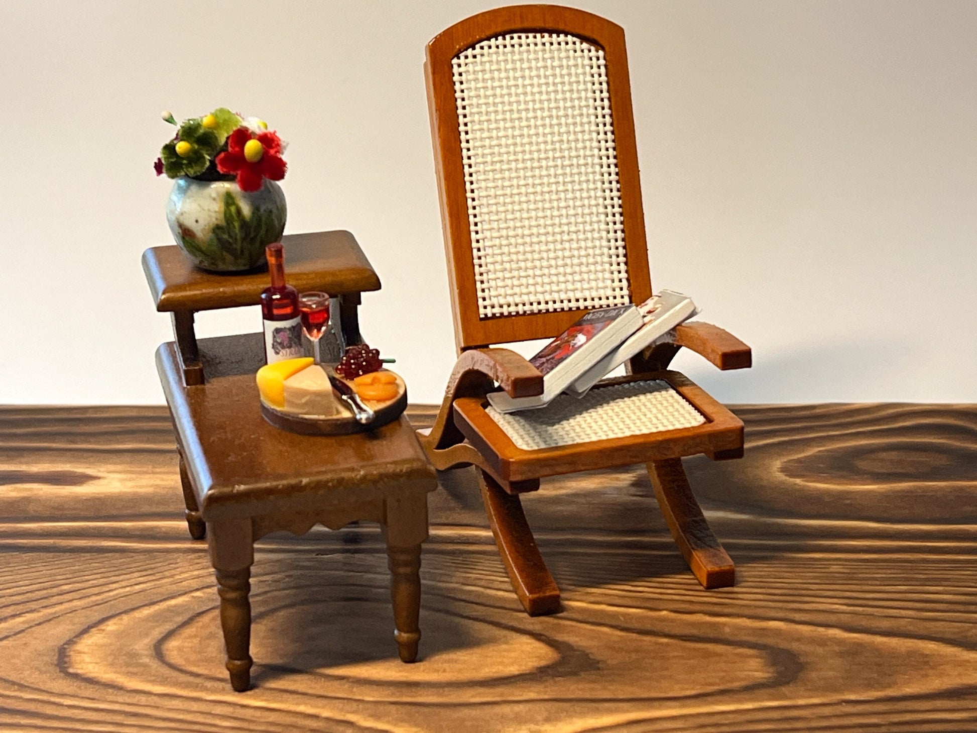 Miniature Wooden Chaise –  1:12 Scale Dollhouse Furniture Recliner Chair for Living Room __etsy:5546491929