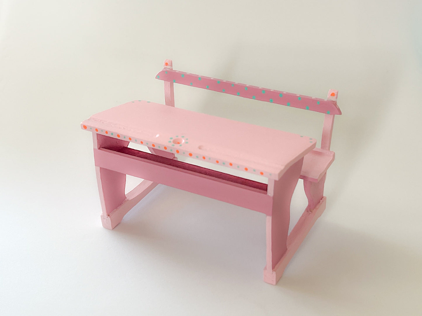 Dollhouse Miniature 1:12 Girl Student Pink Desk, Old School Miniature Desk, Miniature Pink Desk, Bedroom Girl Student Decor School Decor __etsy:5710664683