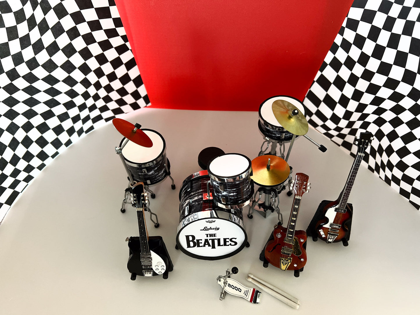 Miniature Beatles Ringo Starr Drum Set with Guitars 1:12 Scale - Dollhouse Collectibles Music __etsy:5732582939