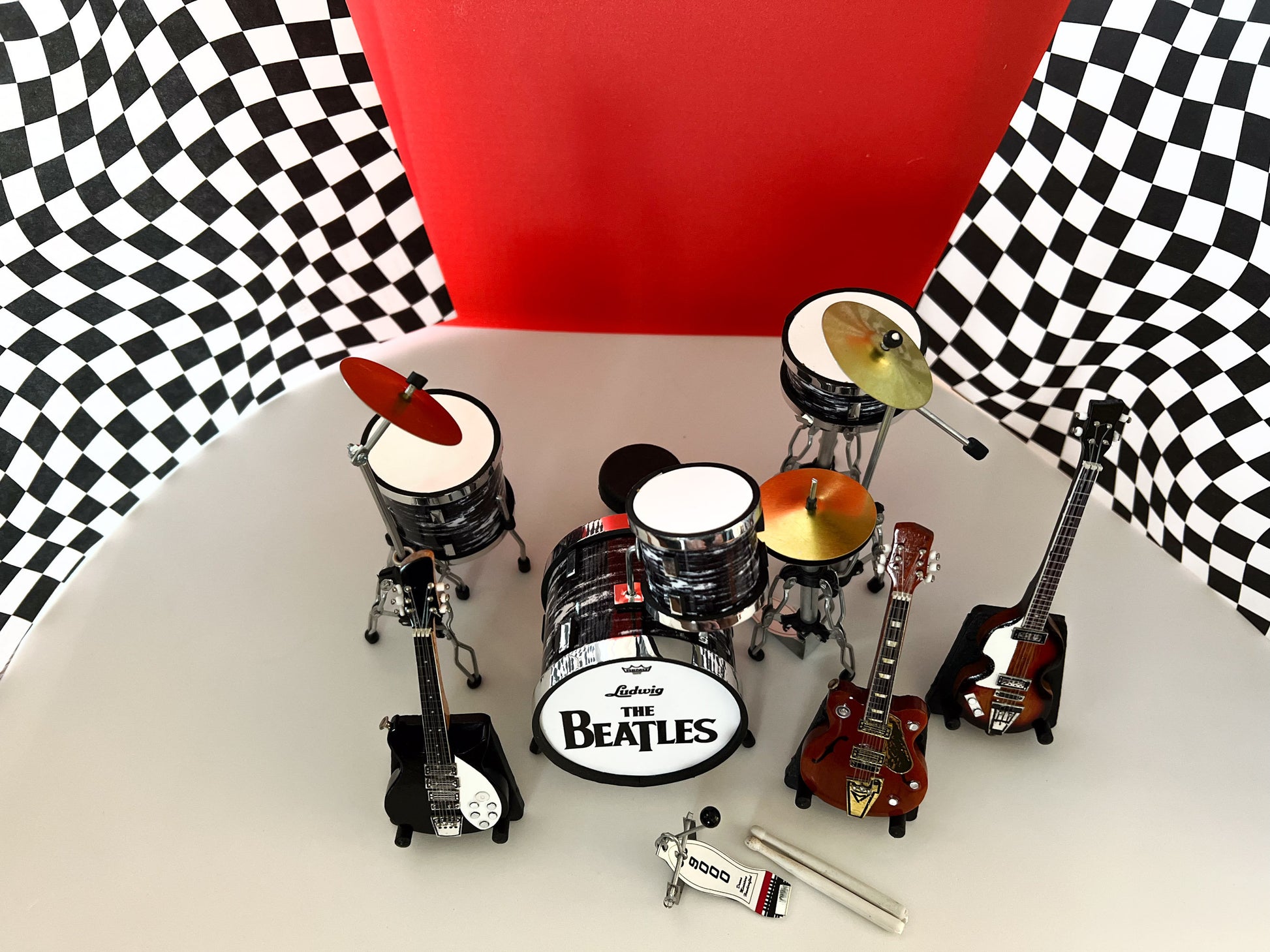 Miniature Beatles Ringo Starr Drum Set with Guitars 1:12 Scale - Dollhouse Collectibles Music __etsy:5732582939
