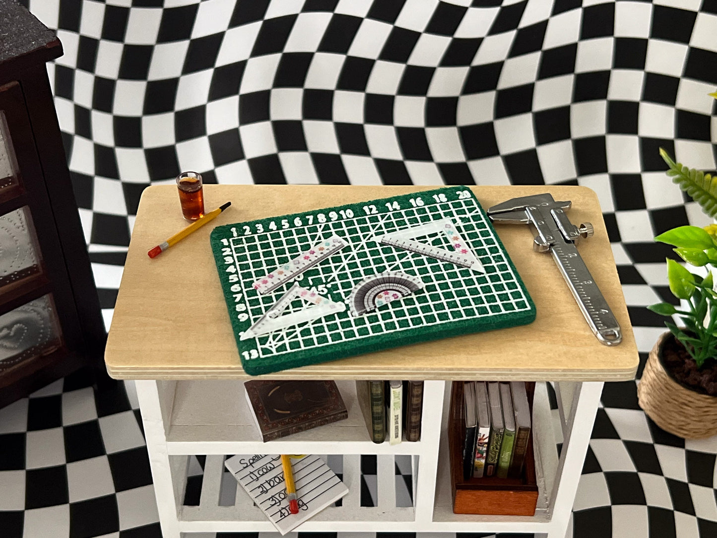 Miniature Foam Cutting Mat 1:12 Scale – Double-Sided with Rulers & Caliper – Dollhouse Crafting, Sewing __etsy:5770917351