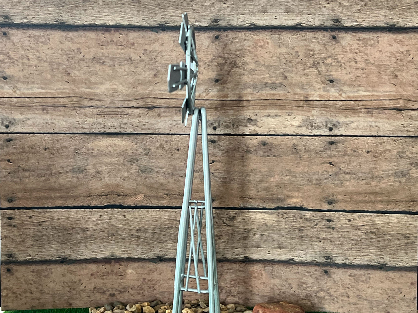 Dollhouse Miniature Windmill – 1:12 Scale Galvanized Metal Wind Pump | Rustic Dollhouse Yard | Farmhouse Accessory | Country Scene __etsy:5927027324