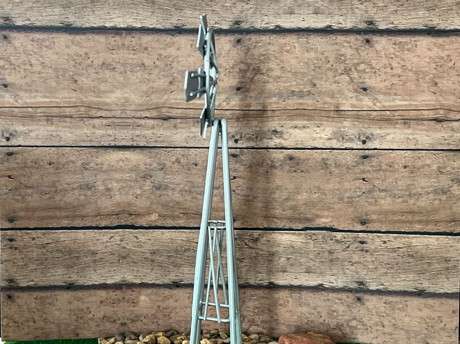 Dollhouse Miniature Windmill – 1:12 Scale Galvanized Metal Wind Pump | Rustic Dollhouse Yard | Farmhouse Accessory | Country Scene __etsy:5927027324