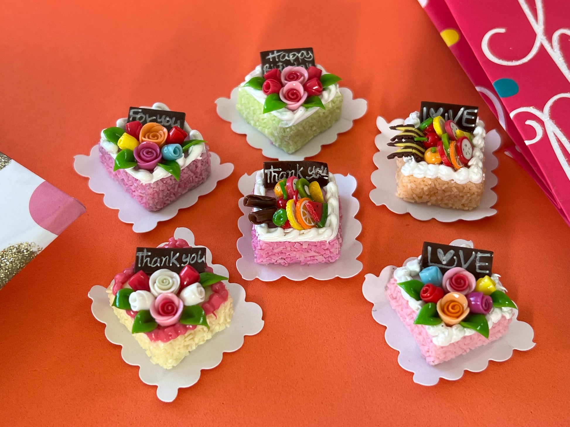 Miniature Square Cakes – 1:12 Scale Dollhouse Bakery Decor | Handmade Polymer Clay Cakes | Mini Food __etsy:5951962017