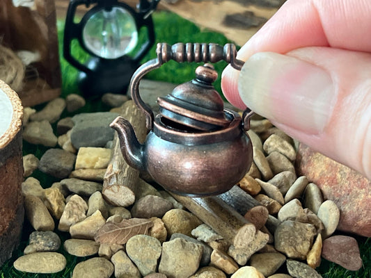 Miniature Antique Copper Kettle 1:12 Scale -  Dollhouse Kitchen Accessory __etsy:5987315350