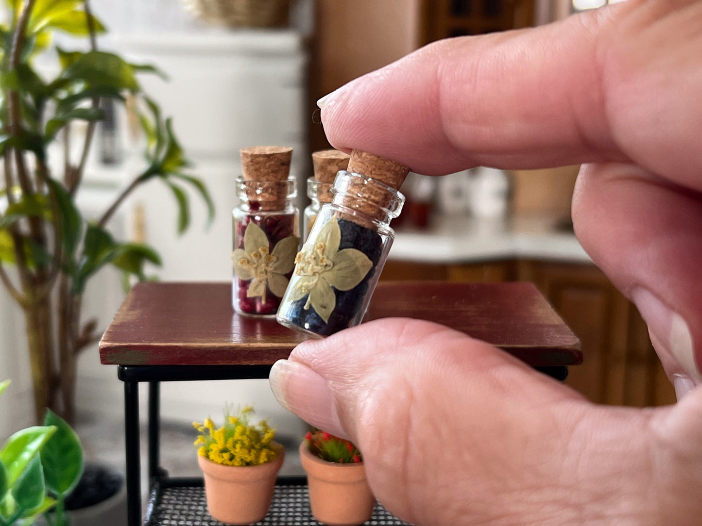 Dollhouse Glass Jars 3 PC Set, 1:6 Scale with Dried Flowers – Doll Home Decor __etsy:6160094851