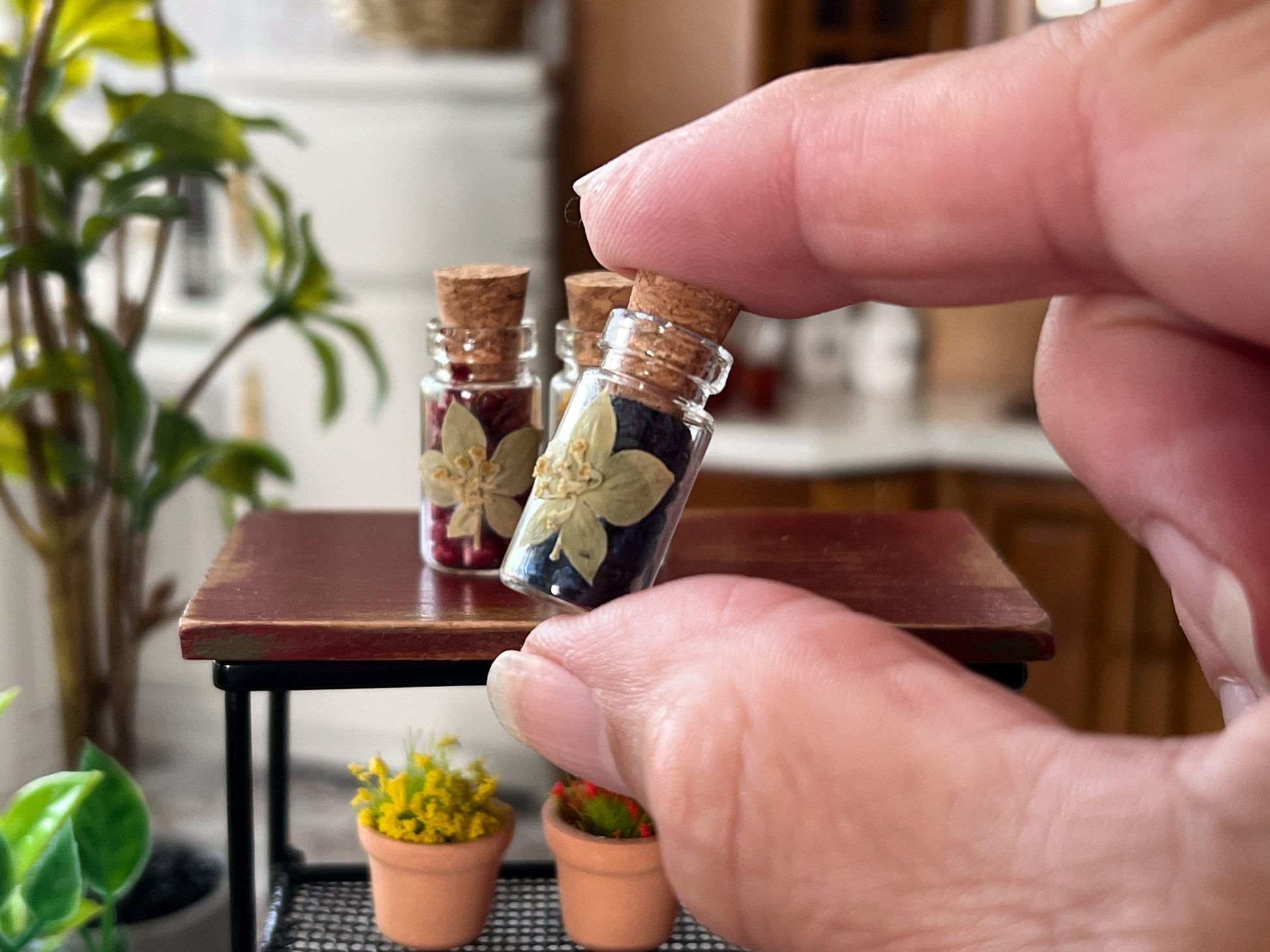 Dollhouse Glass Jars 3 PC Set, 1:6 Scale with Dried Flowers – Doll Home Decor __etsy:6160094851