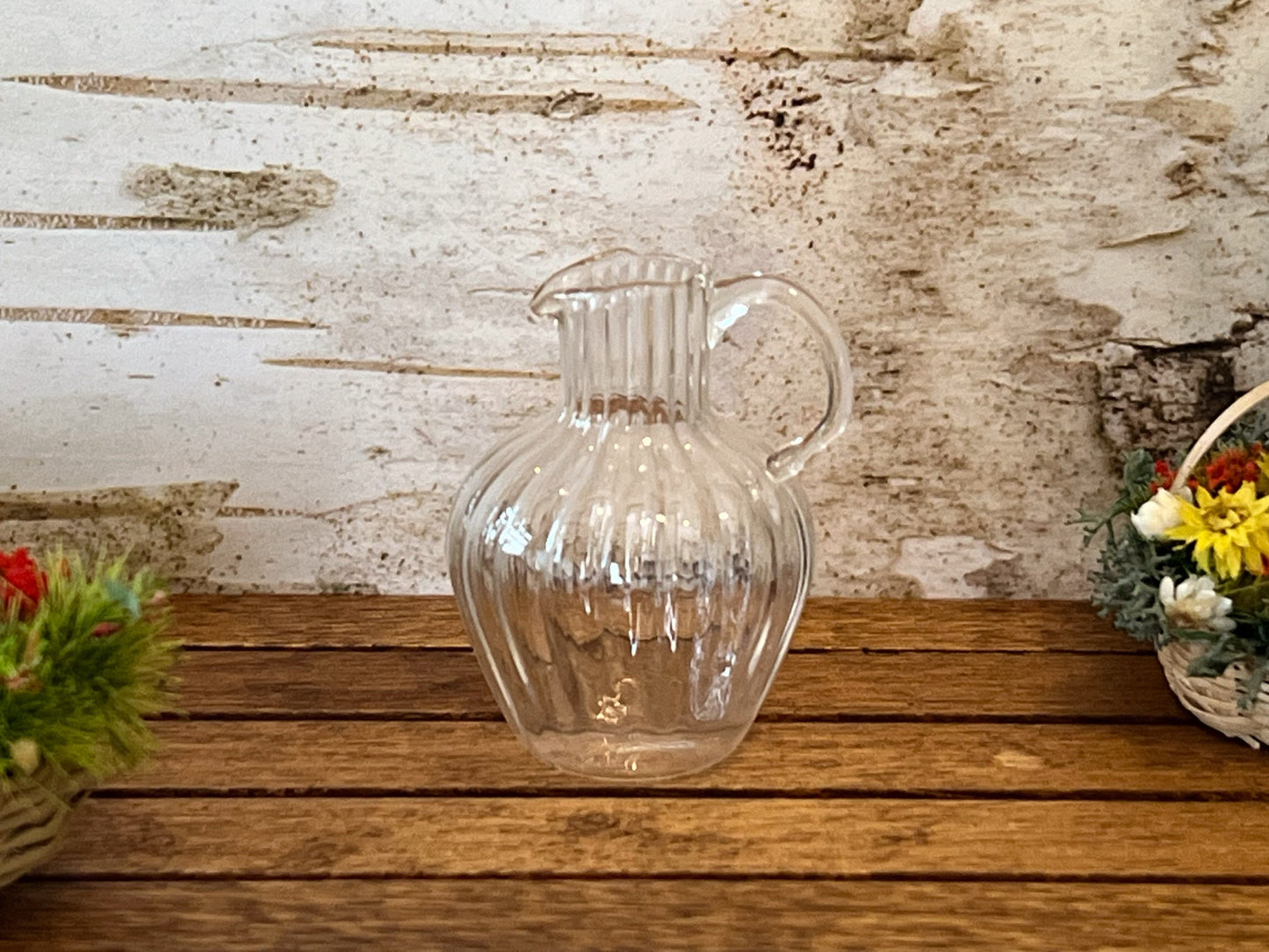 This dollhouse 1:6 transparent thin glass flower vase with dry flowers is amazingly realistic. The craftmanship and details are to perfection. The vase is wide enough at the bottom to make it sturdy with or without flowers. __etsy:6295745874
