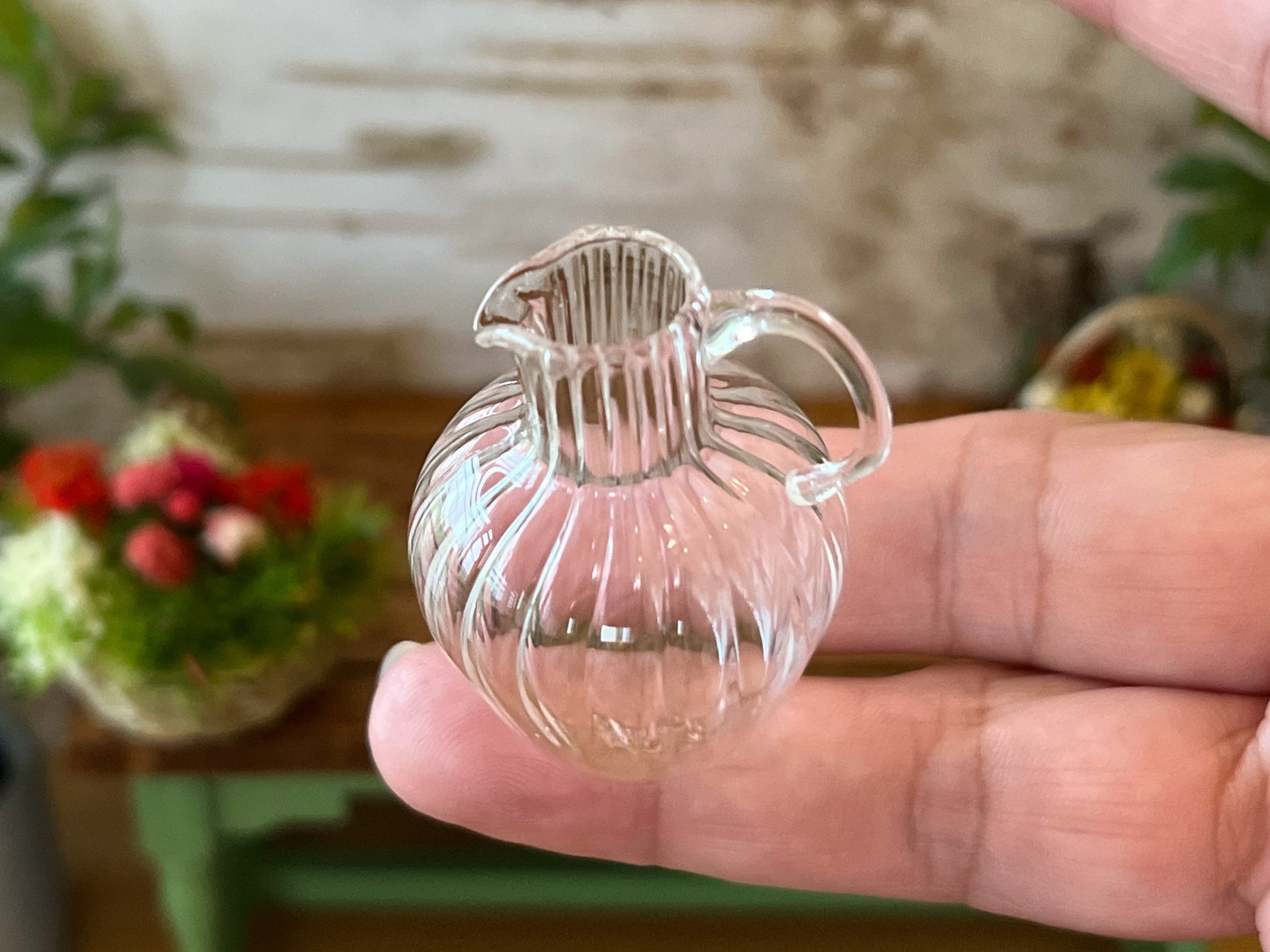 Miniature Transparent Glass Vase 1:6 Scale, Dollhouse Table Decor __etsy:6295746092