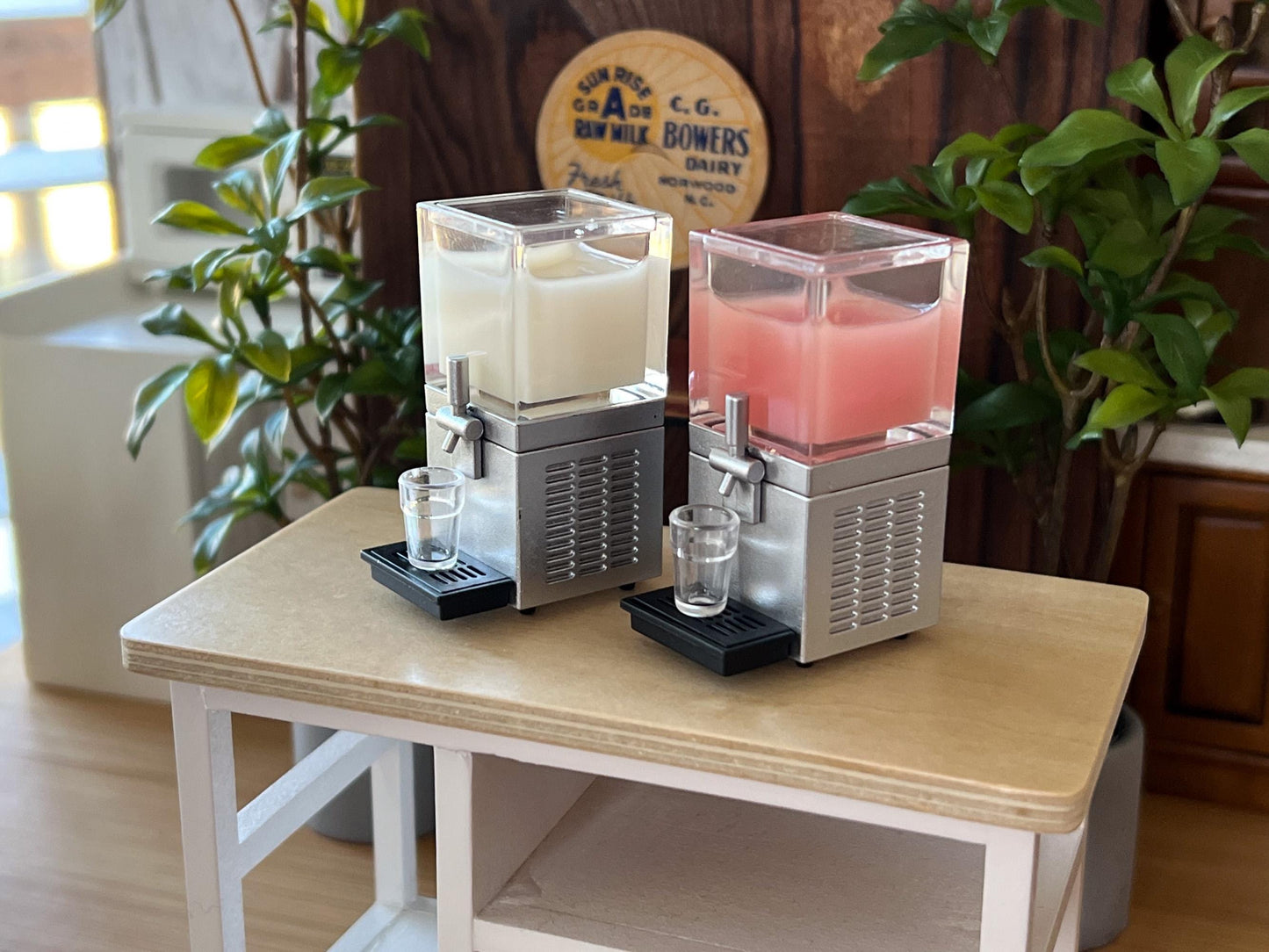 Dollhouse Miniature 1:12, 2 PC Set Juice Dispenser with Cup Filled with Like Lemonade or Fruit Juice, Restaurant Beverage Machine Dispenser __etsy:6382627610