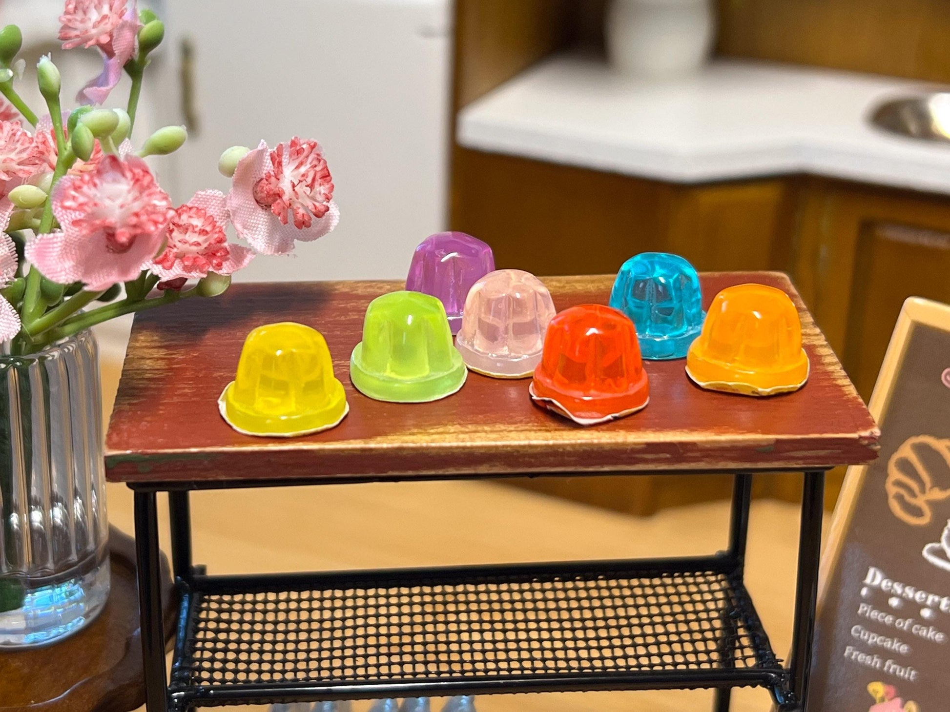 Miniature Jello 4 PC - 1:12 Scale - Dollhouse Colorful Sweet Jellies __etsy:6499896546