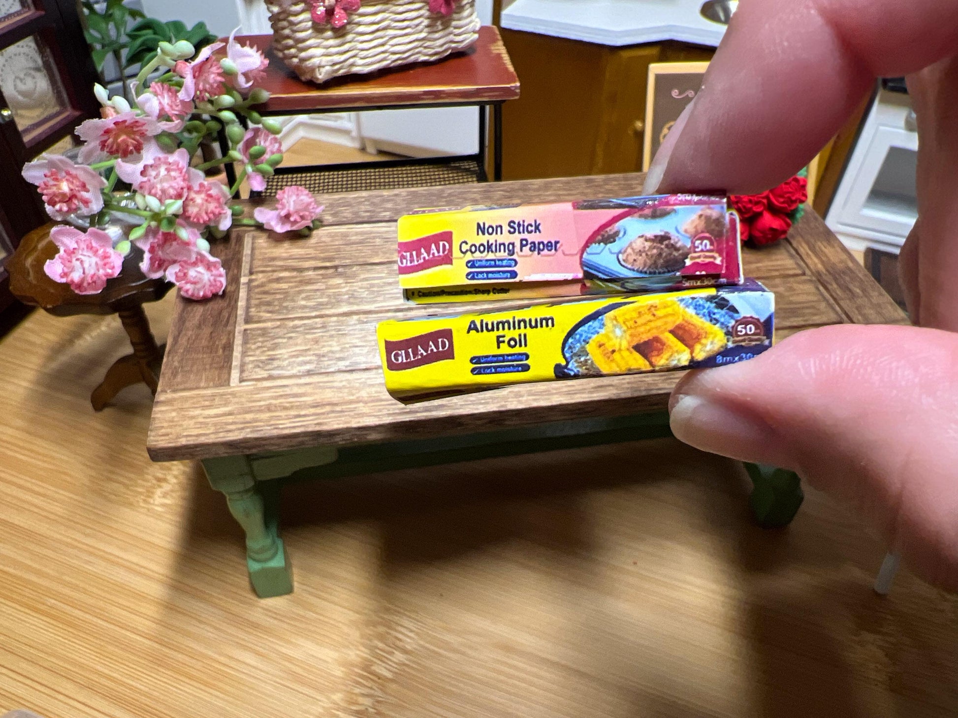 Miniature Dollhouse Aluminum Foil & Non-Stick Cooking Paper Set – 1:6 Scale Kitchen Accessory __etsy:6508282484