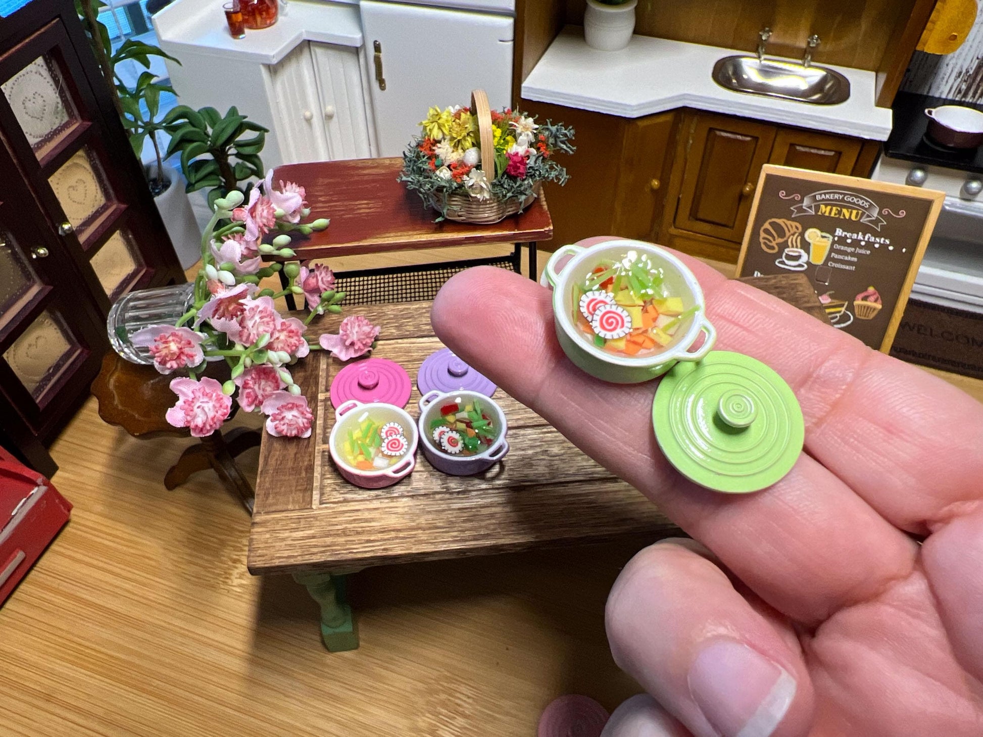 Miniature Dutch Oven, 1:12 Scale, Filled with Vegetable Soup - Kitchen Decor __etsy:6553969793