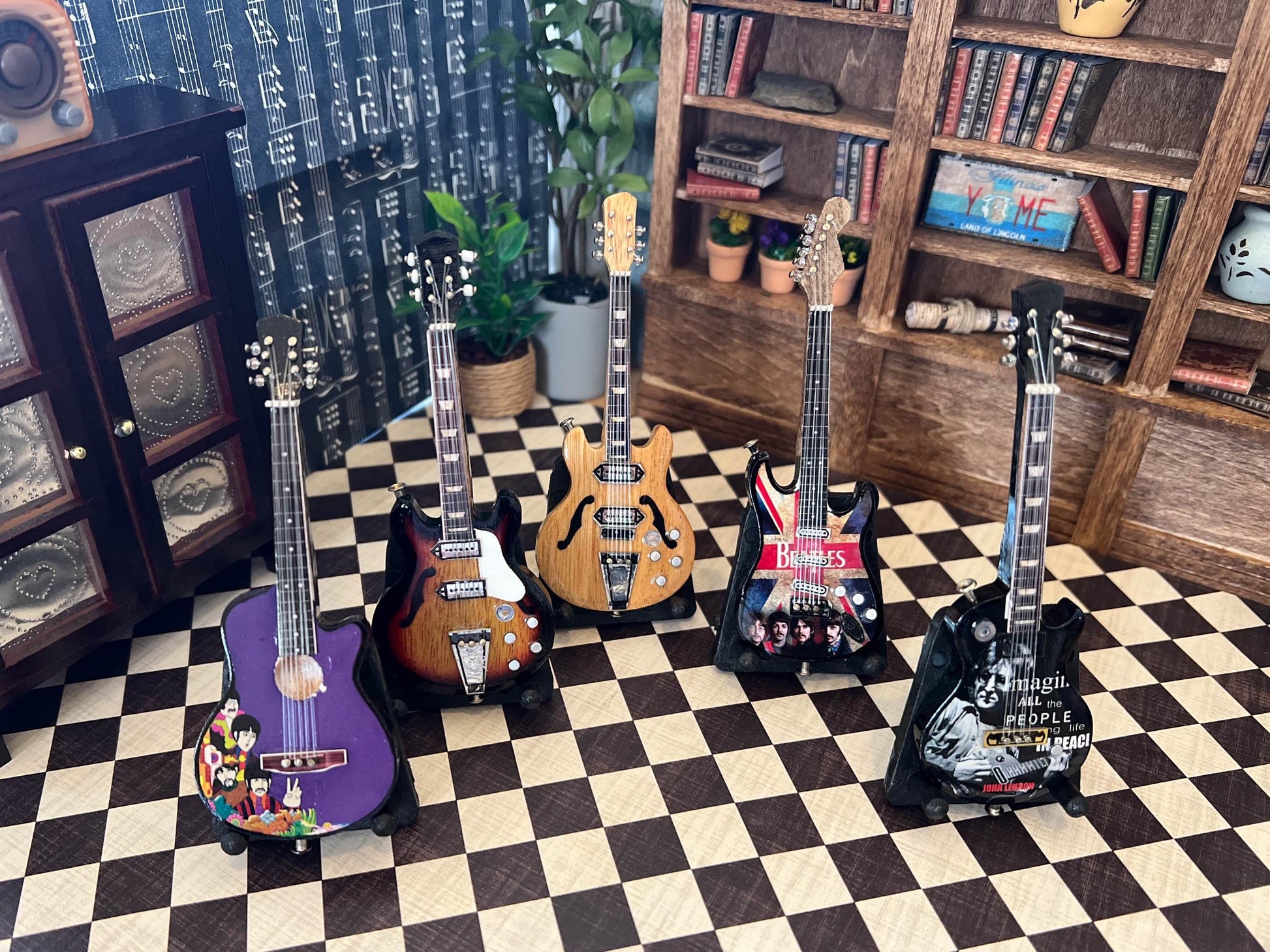 Miniature Beatles Guitar 1:12 Scale – Dollhouse Acoustic or Electric Guitar | Music Room Decor __etsy:6574076814