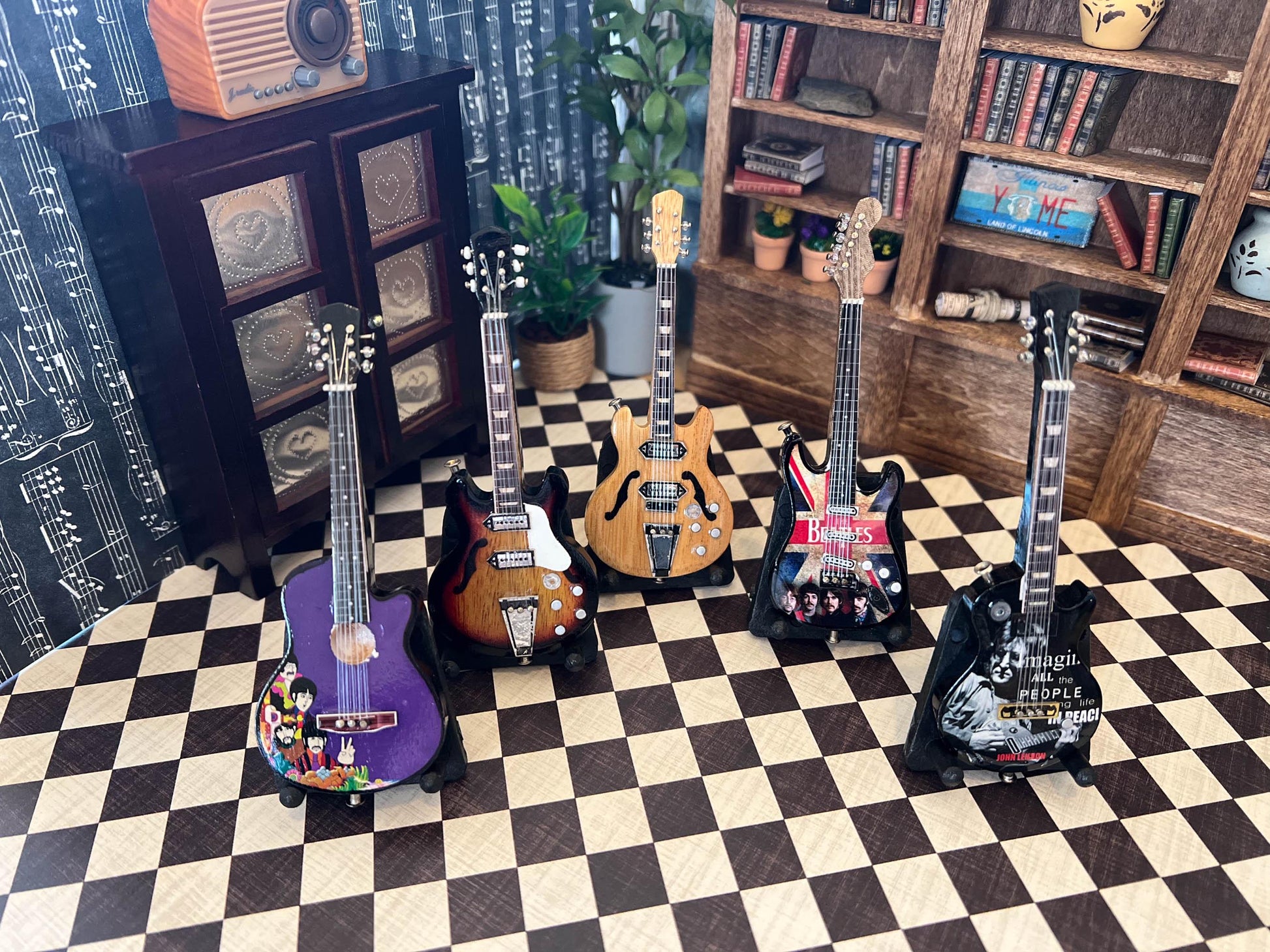 Miniature Beatles Guitar 1:12 Scale – Dollhouse Acoustic or Electric Guitar | Music Room Decor __etsy:6574076906