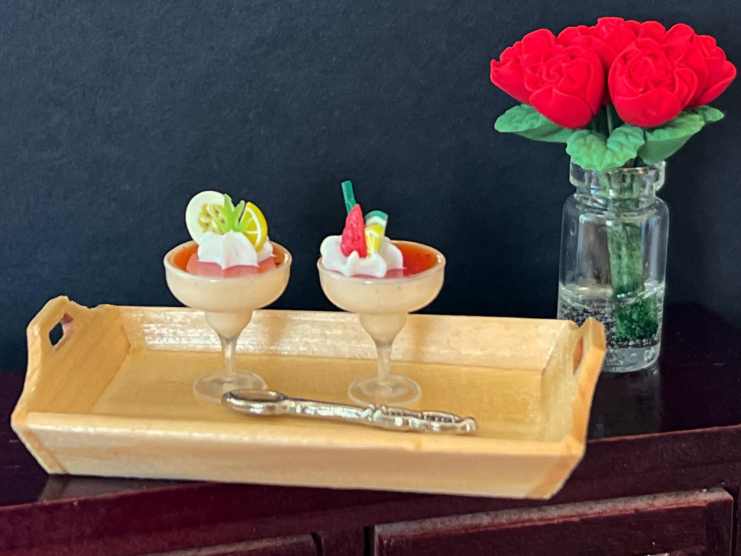 Miniature Fruit & Yogurt Parfaits 2PC Set - 1:12 Scale - Dollhouse Desserts __etsy:6620406154
