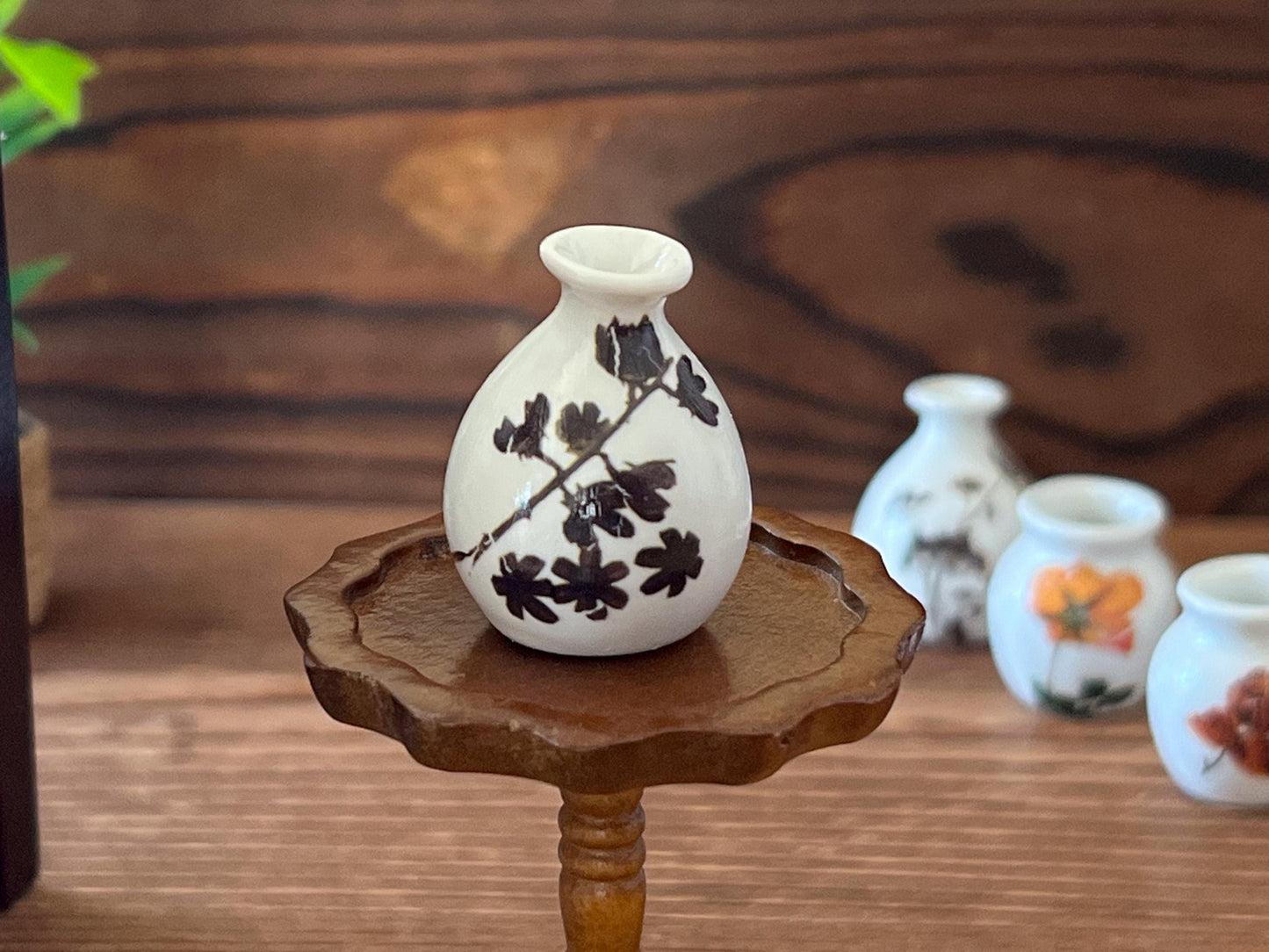 Miniature Ceramic Vase 1:12 Scale – White with Transferred Flower Designs for Dollhouse __etsy:6661357255