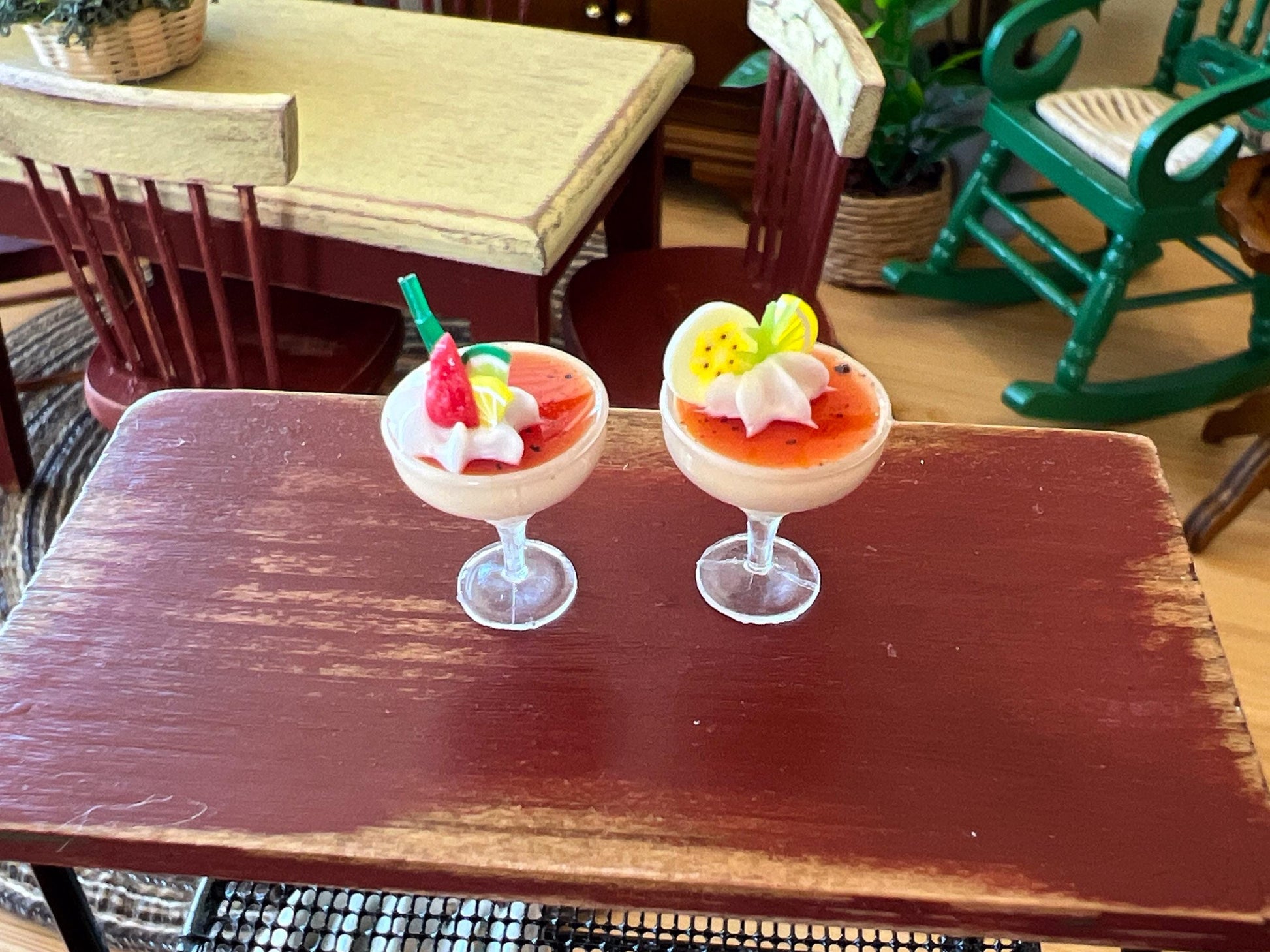 Miniature Fruit & Yogurt Parfaits 2PC Set - 1:12 Scale - Dollhouse Desserts __etsy:6668493183