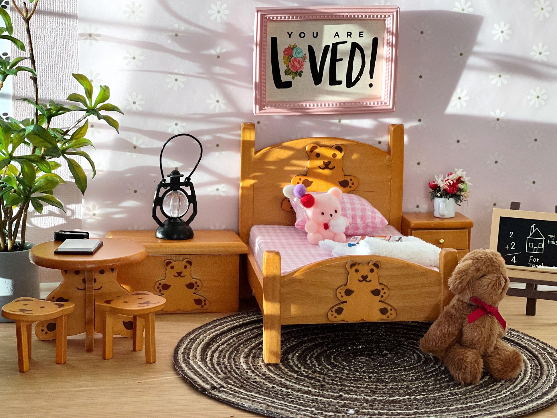 Miniature Wooden Kids Bedroom 6PC Set – 1:12 Scale - Rustic Dollhouse Furniture __etsy:6696733346