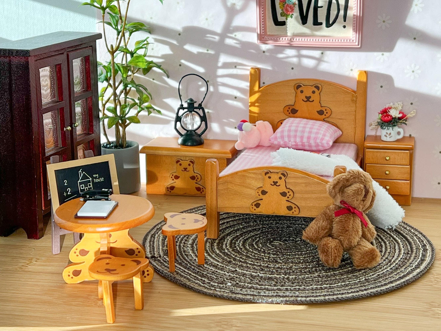 Miniature Wooden Kids Bedroom 6PC Set – 1:12 Scale - Rustic Dollhouse Furniture __etsy:6744770703