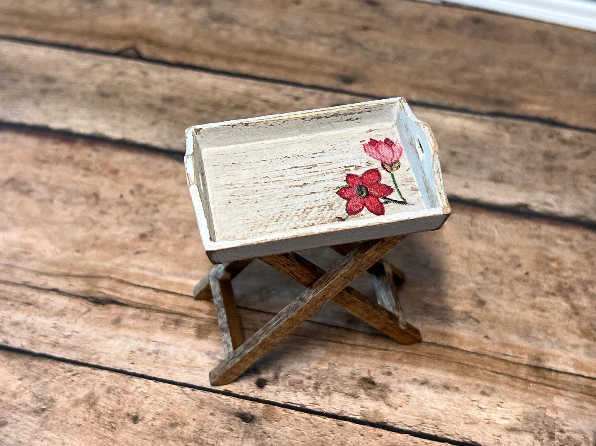 Miniature  1:12 Scale Rustic Beige TV Tray Table – Dollhouse Furniture Decor __etsy:6828074073