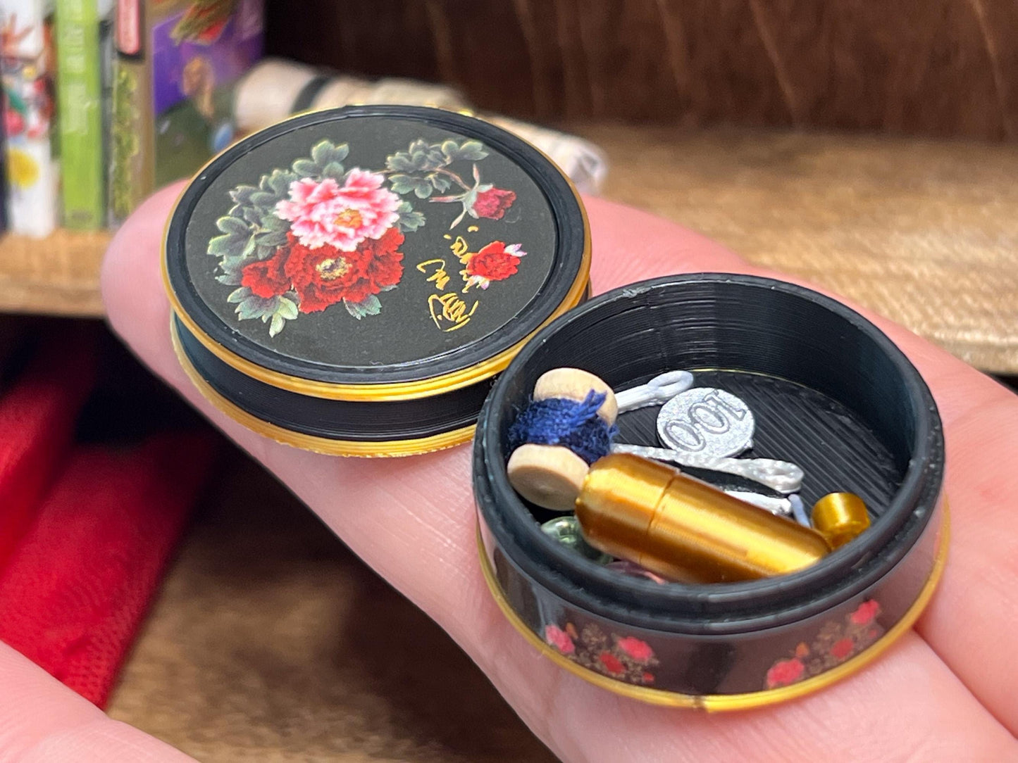 Dollhouse Miniature Sewing Kit – 1:12 Scale Dollhouse Accessory | Vintage Box with Thread, Buttons & Needles __etsy:6860941339