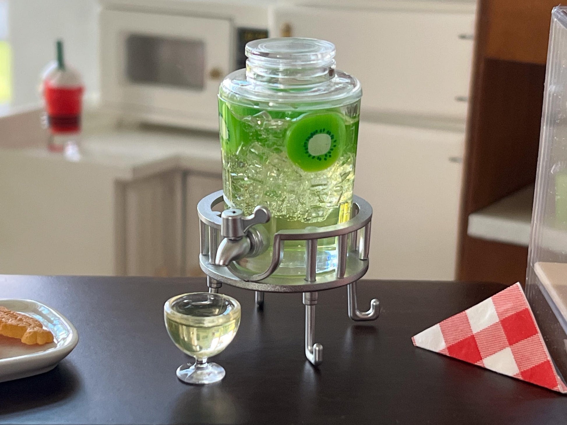 Miniature Juice Dispenser with Cup 1:12 Scale – Dollhouse Lemonade, Orange, Grape, Berry, Kiwi __etsy:7032669575
