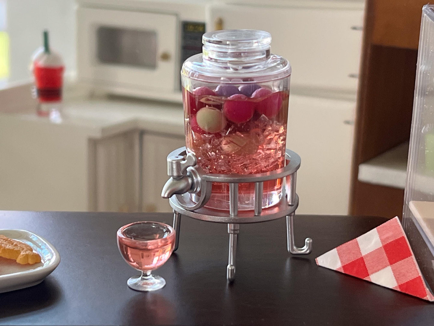 Miniature Juice Dispenser with Cup 1:12 Scale – Dollhouse Lemonade, Orange, Grape, Berry, Kiwi __etsy:7032669593