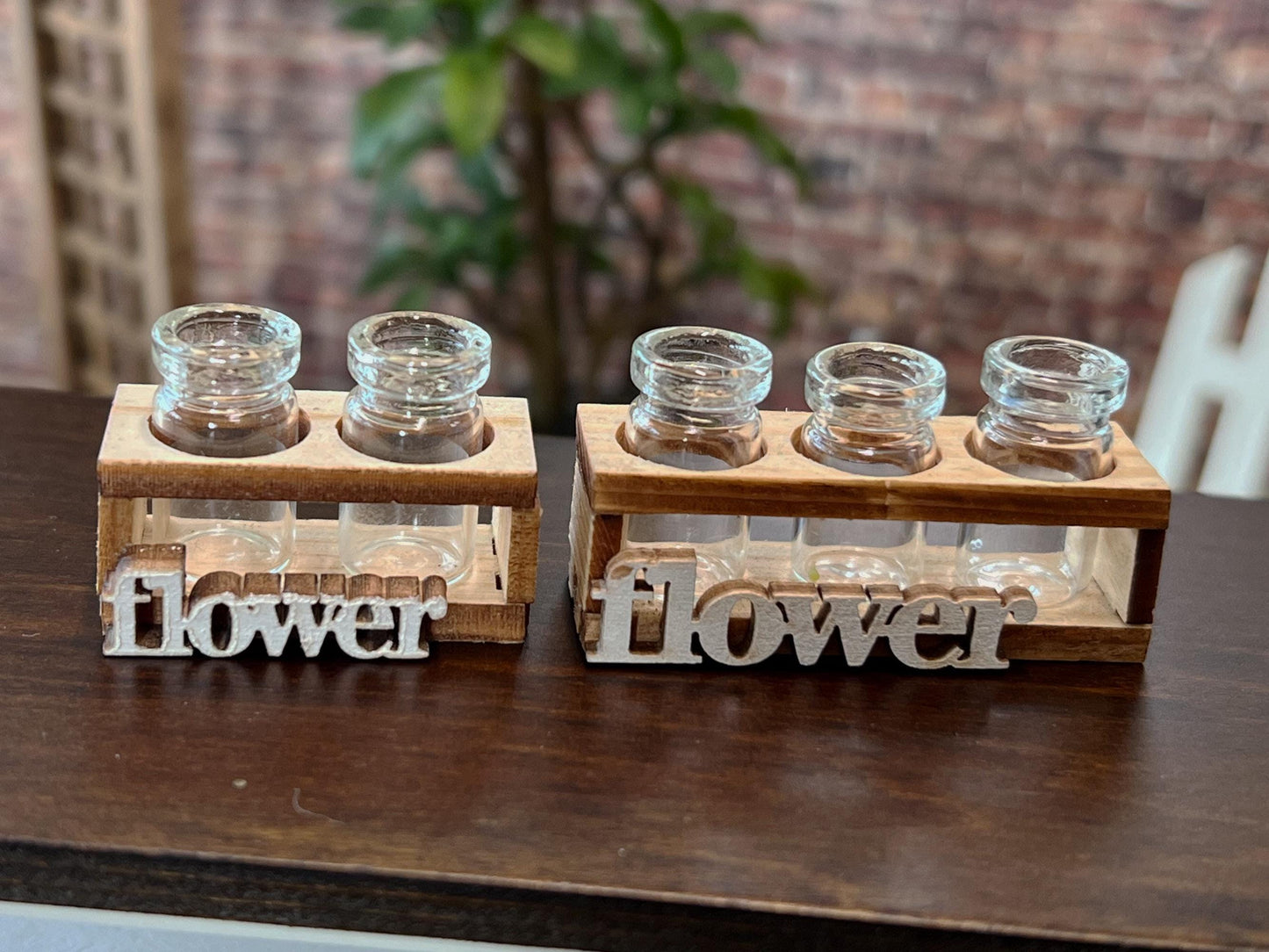 Dollhouse Wooden Planter Box with Glass Jar,1:12 Scale - Dollhouse Garden Decor __etsy:7111721998