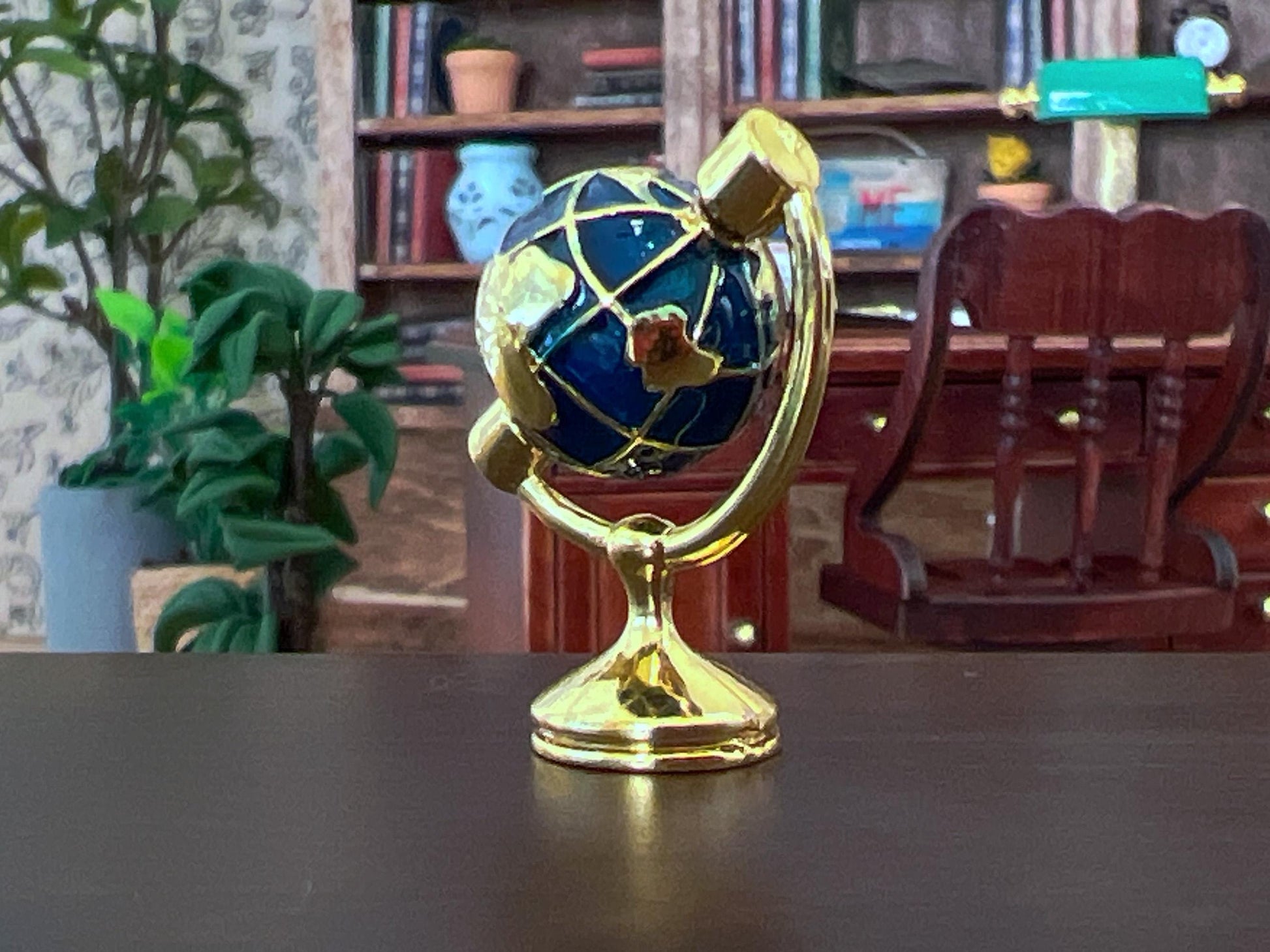Miniature Rotating Brass Globe 1:12 Scale – Dollhouse Office Accessory __etsy:7259091797