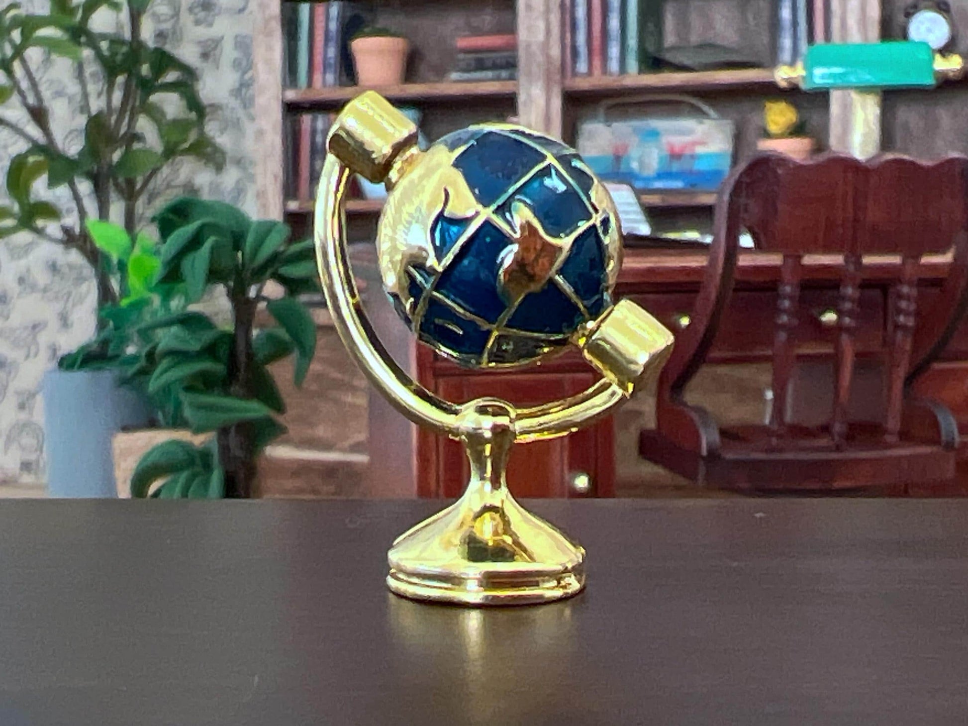 Miniature Rotating Brass Globe 1:12 Scale – Dollhouse Office Accessory __etsy:7259091799