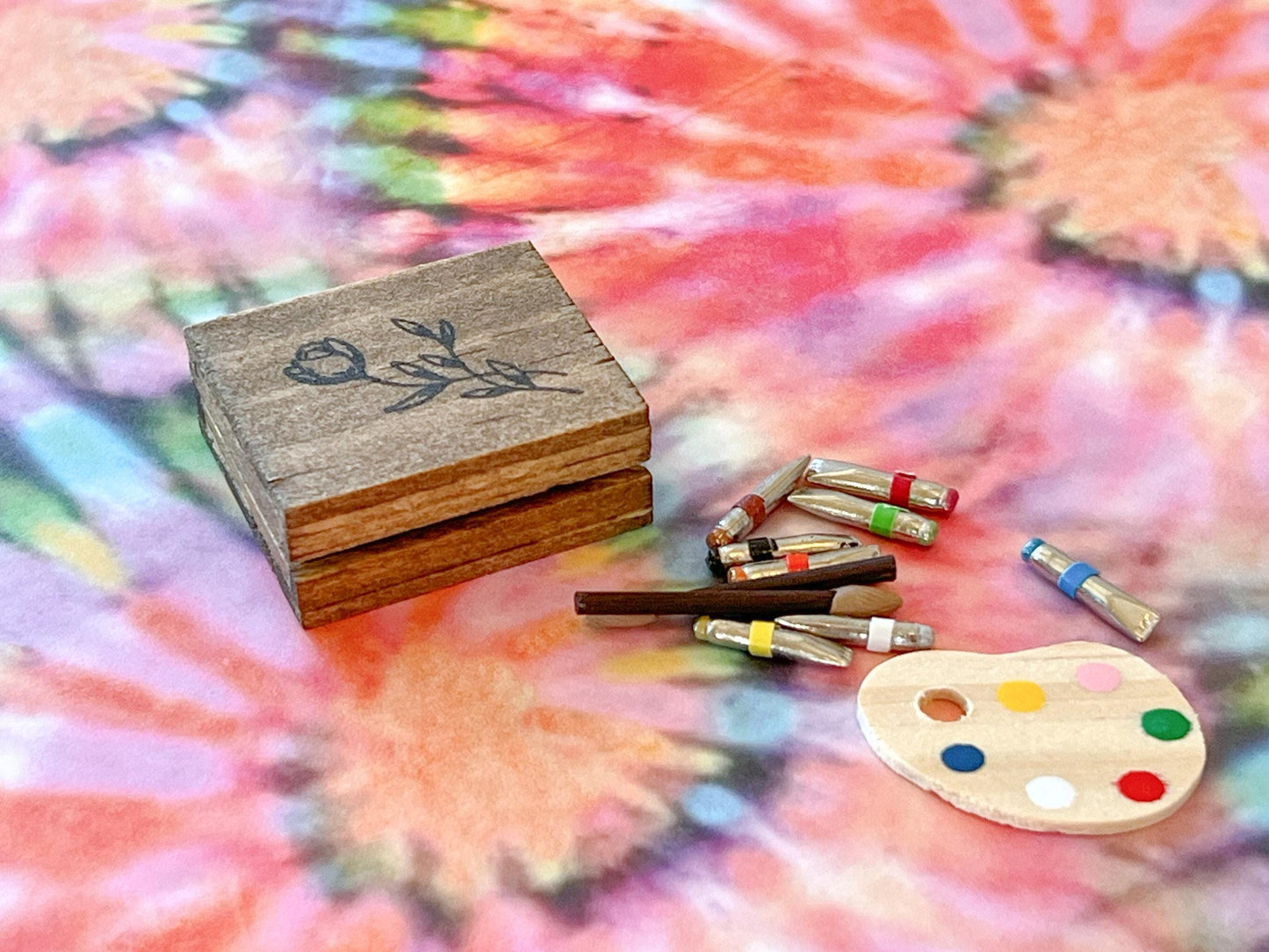 Miniature Artist Oil Paint Set 1:12 Scale -  Dollhouse Painting Tools __etsy:7598551650